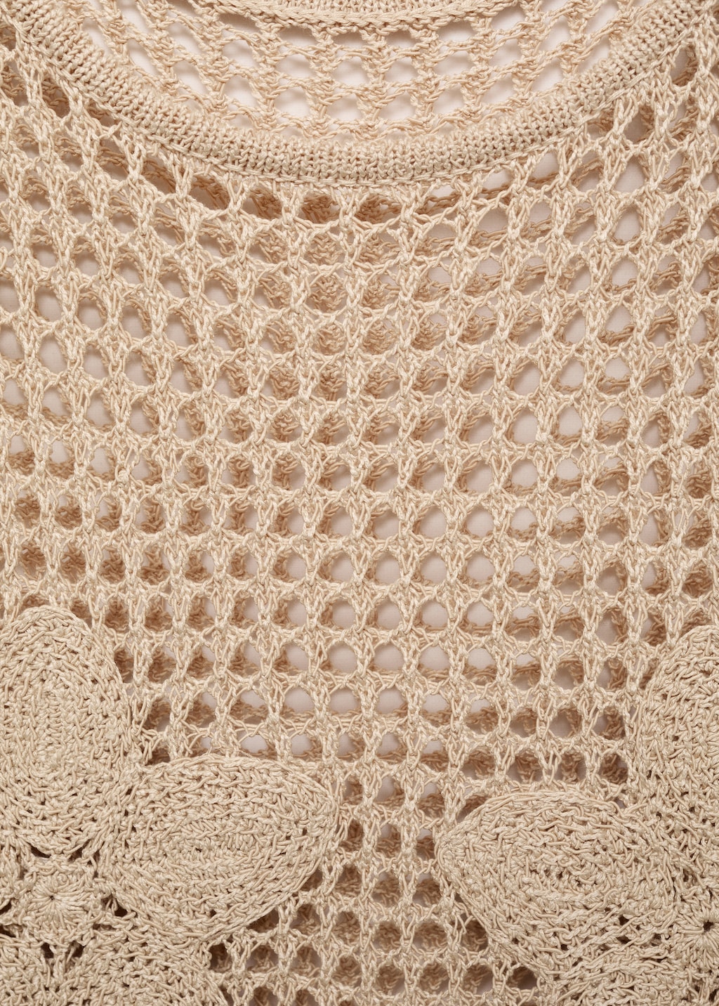 Floral-embroidered crochet top