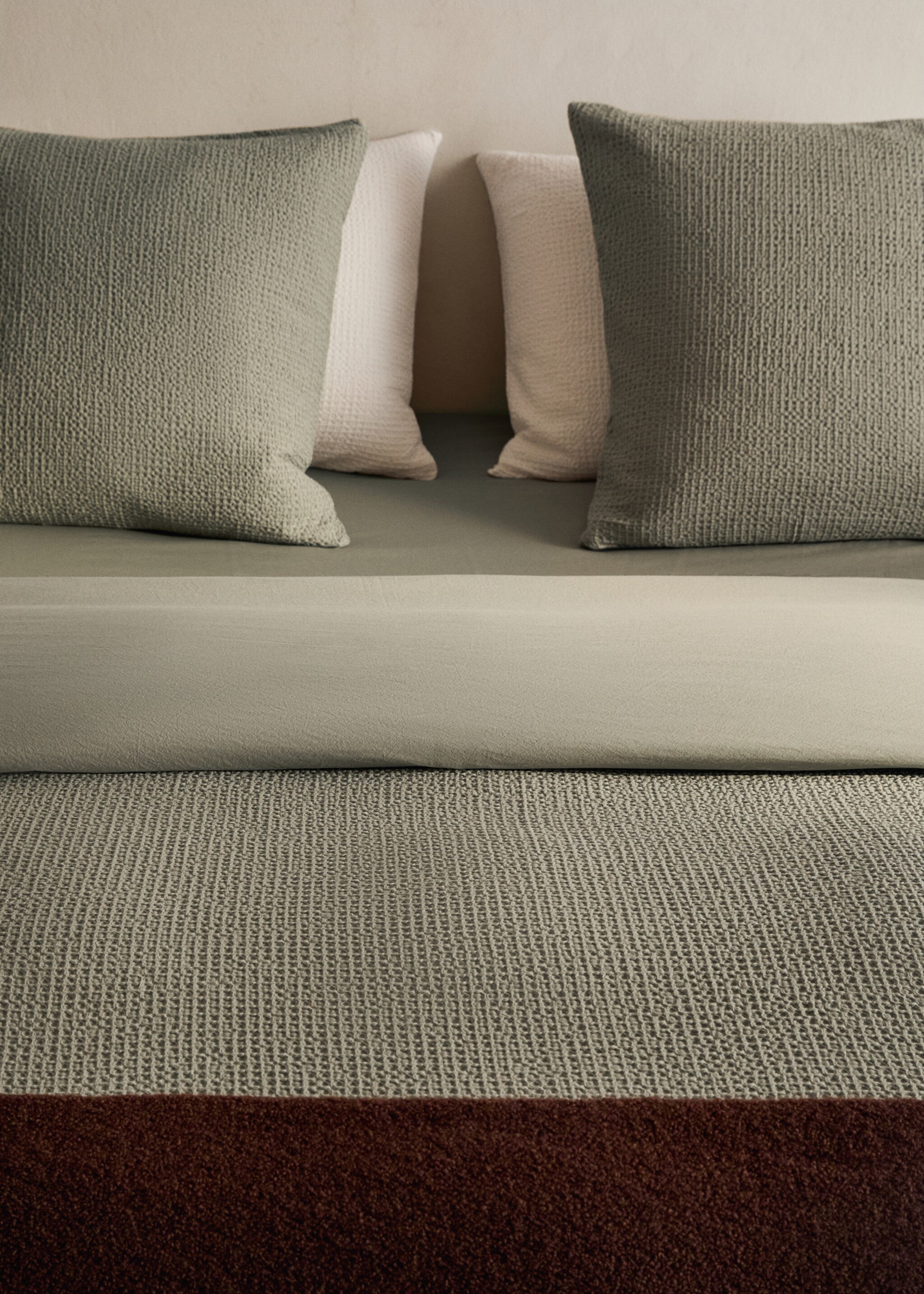 Percale cotton waffle duvet cover for 135/140 cm bed - Details of the article 7, Forest Green. Ref: 17011555-00.