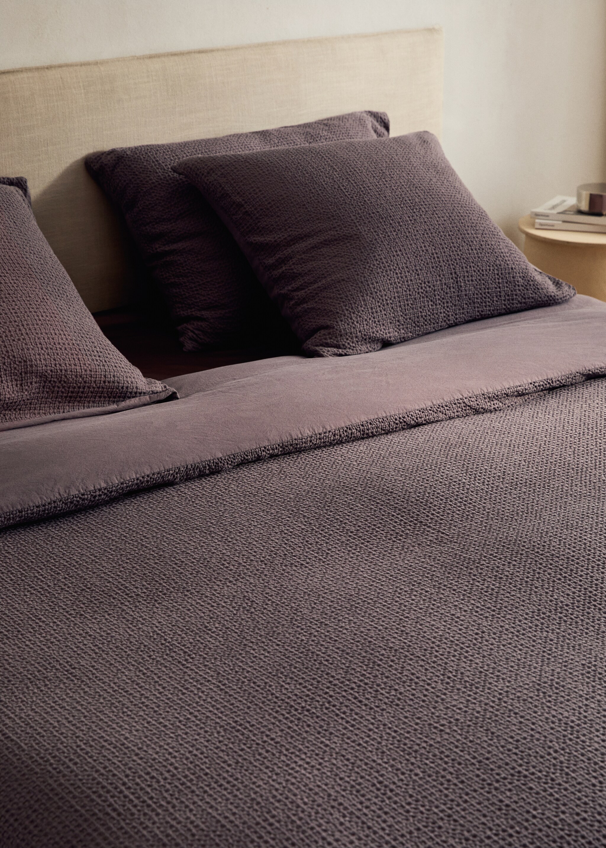 Percale cotton waffle duvet cover for 135/140 cm bed - Details of the article 7, Blackberry. Ref: 17011555-00.