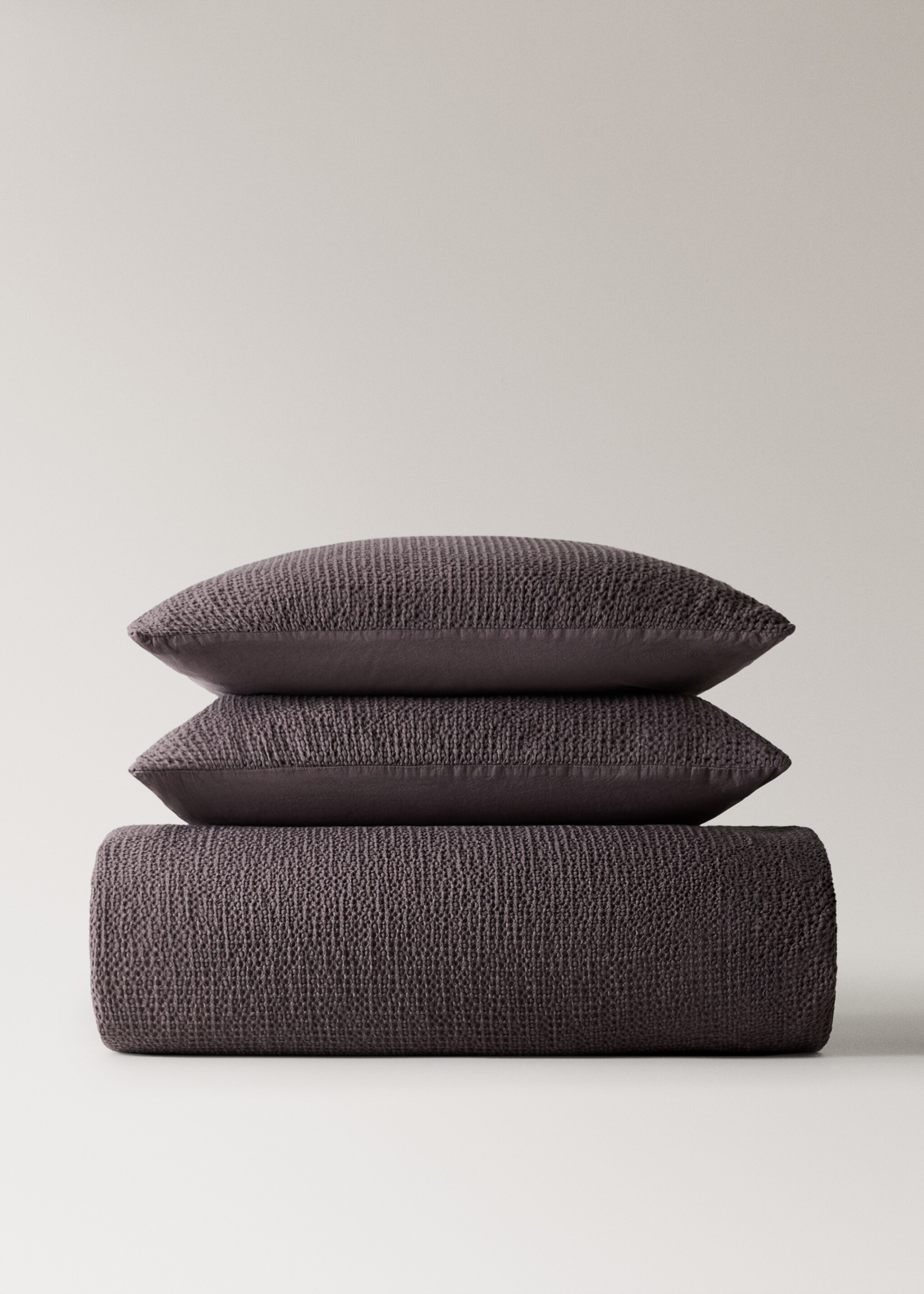 Cotton percale waffle duvet cover Single bed - Article without model, Blackberry. Ref: 17011556-00.