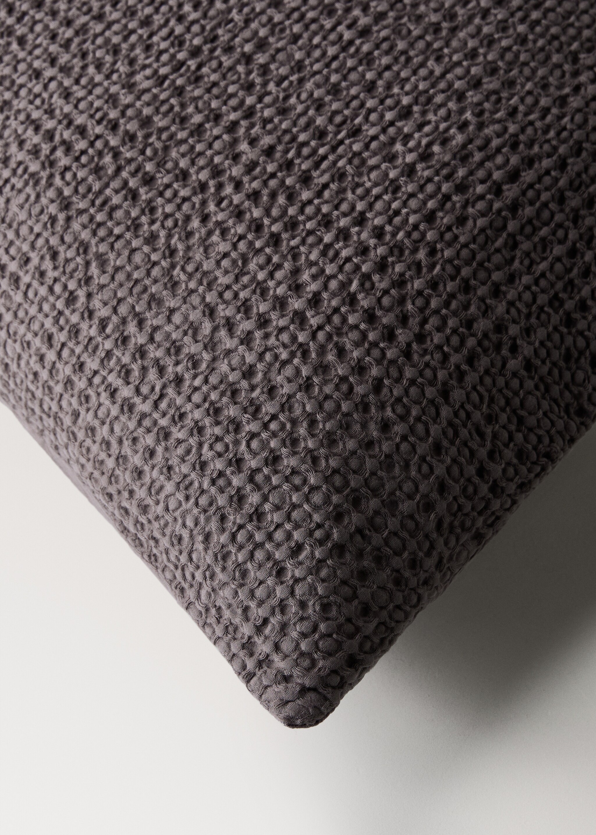 Cotton percale waffle duvet cover Single bed - Details of the article 3, Blackberry. Ref: 17011556-00.