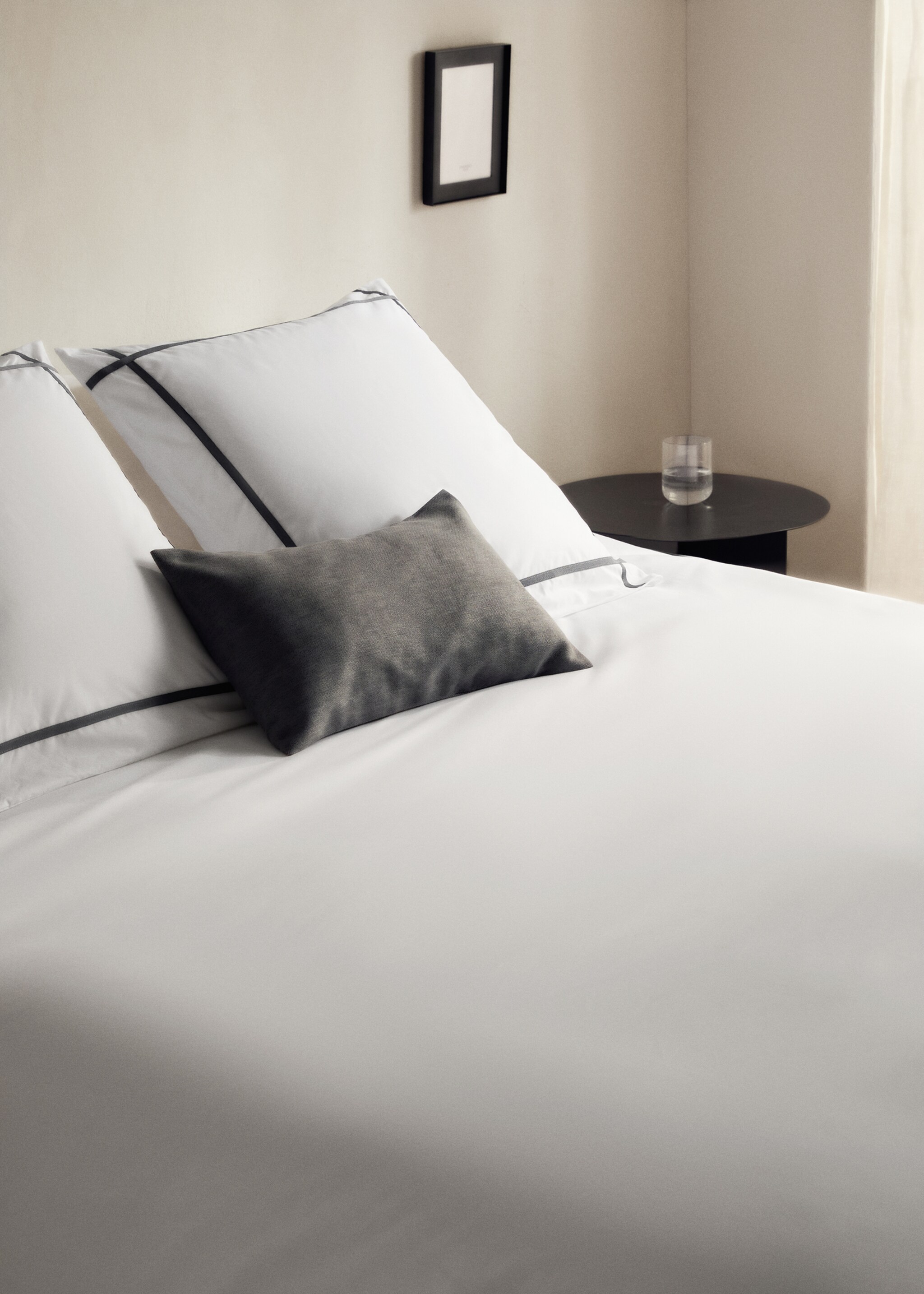 200-thread count percale cotton duvet cover for 150/160 cm bed - Details of the article 7, Grey. Ref: 17011559-00.