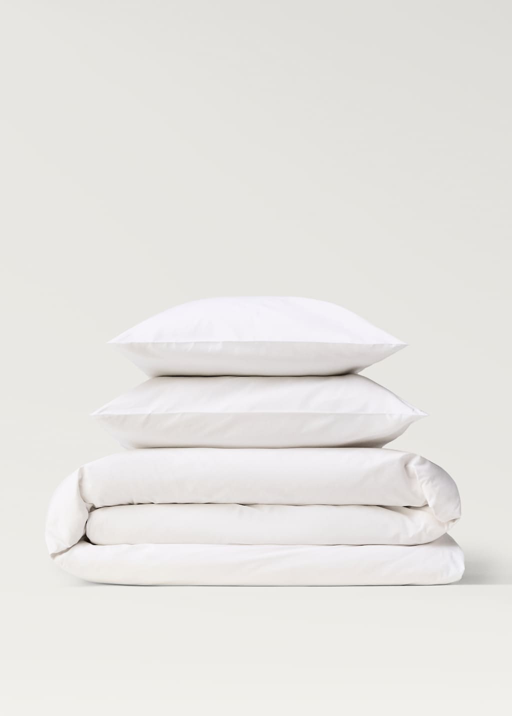 Cotton percale duvet cover with linen trim for 135/140 cm bed