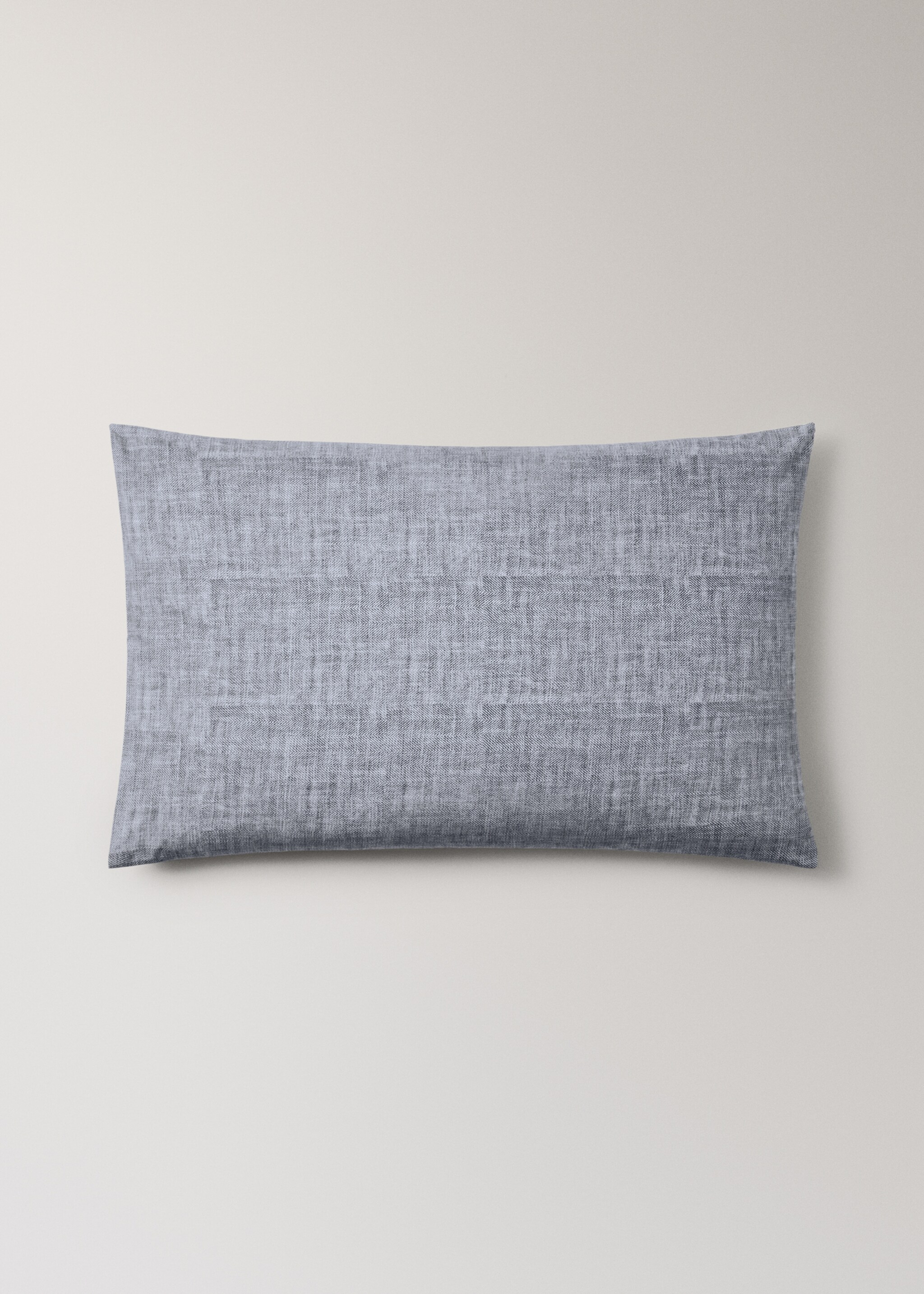 Two percale cotton herringbone-print pillowcases 50x75 cm - Article without model, Dark Grey. Ref: 17011571-00.
