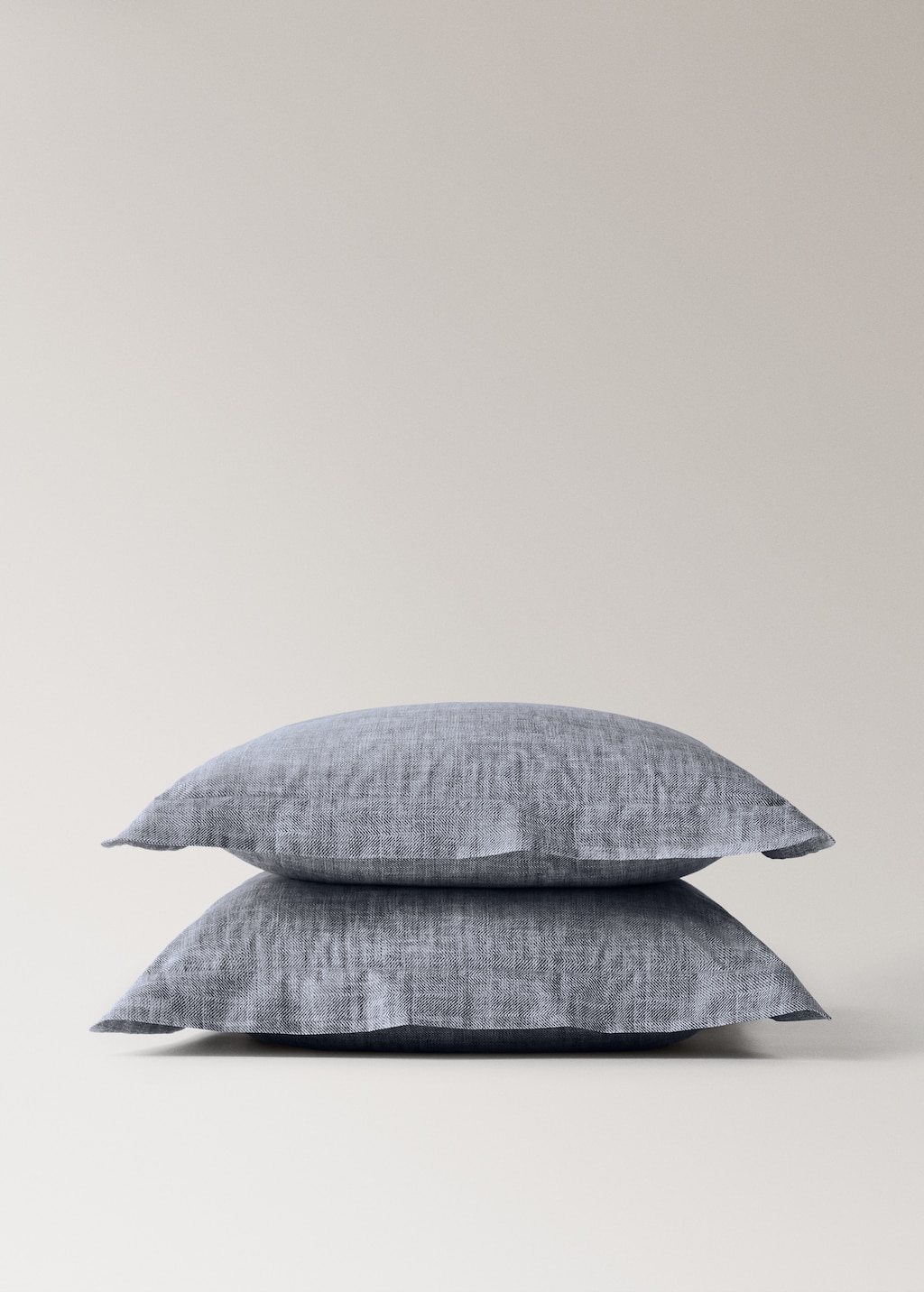Two percale cotton herringbone-print pillowcases 60x60 cm