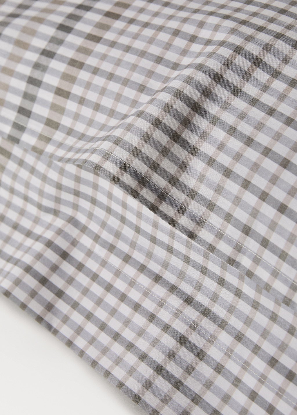 200-thread count percale cotton check-print pillowcase 60x60 cm
