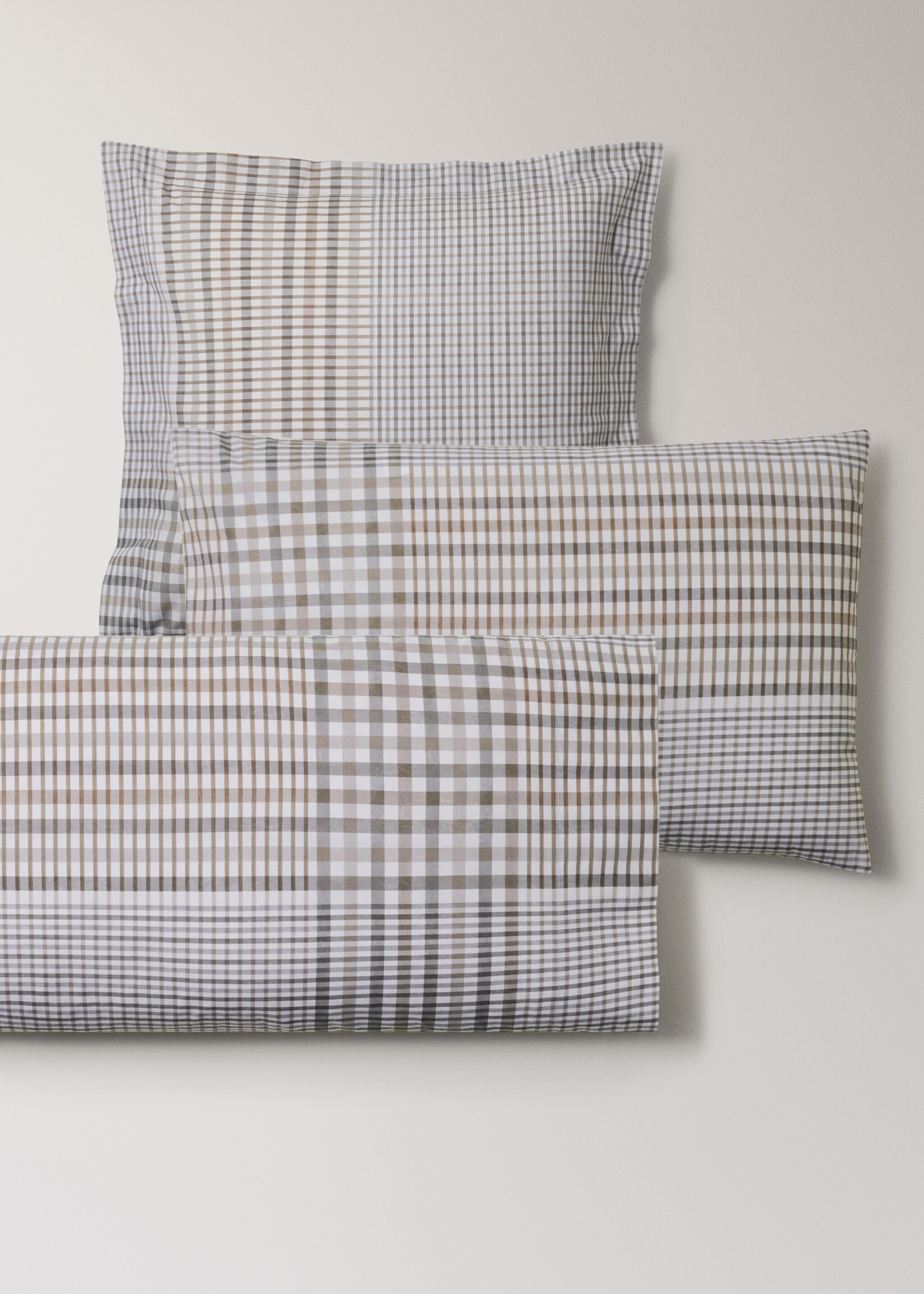 200 thread count cotton percale pillowcase, checkered pattern, 60x60 cm - Детальніше про товар 4, Помірно-коричневий. Ref: 17011578-00.