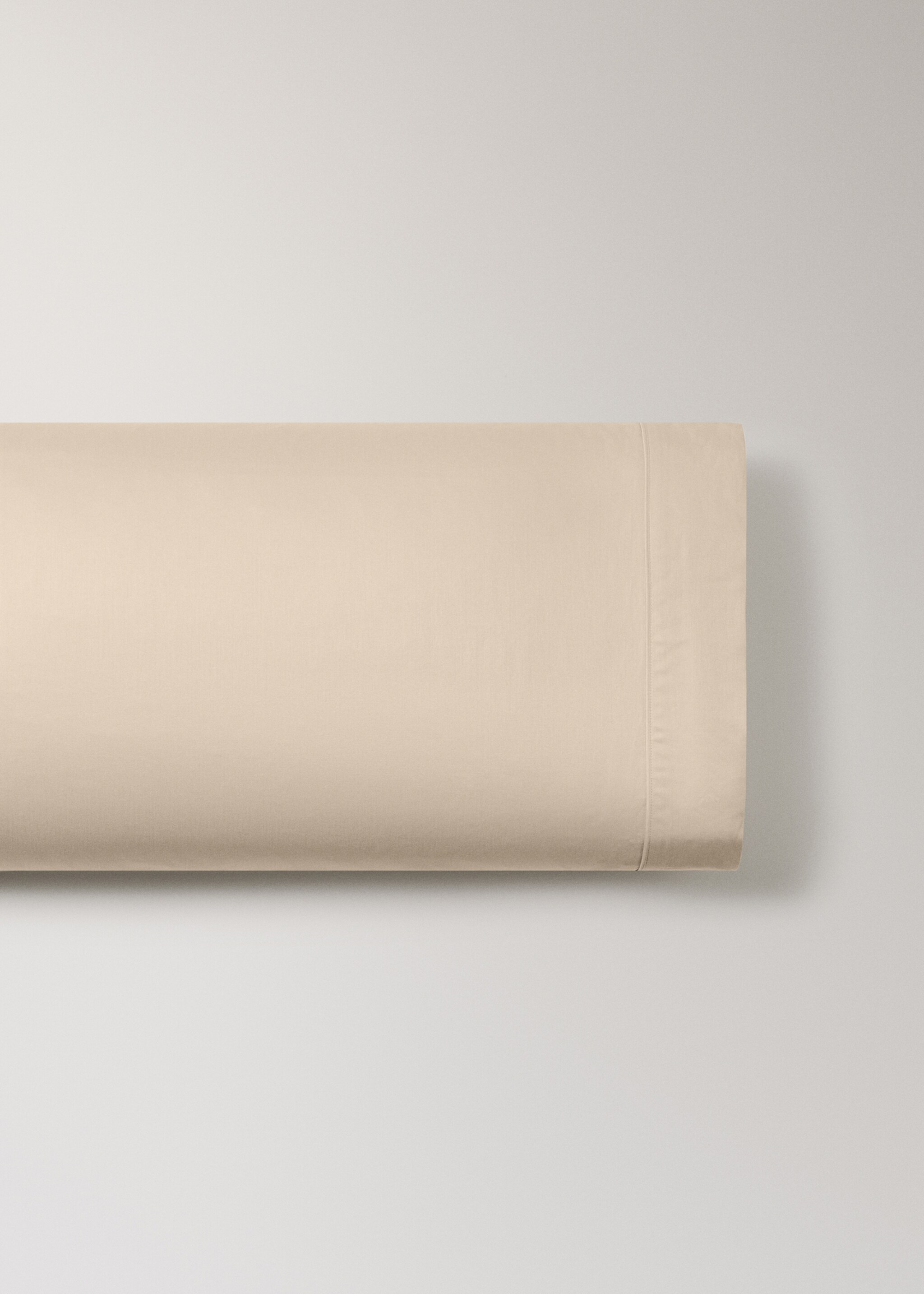 600-thread count satin cotton pillowcase 45x110 cm - Article without model, Beige. Ref: 17011582-00.