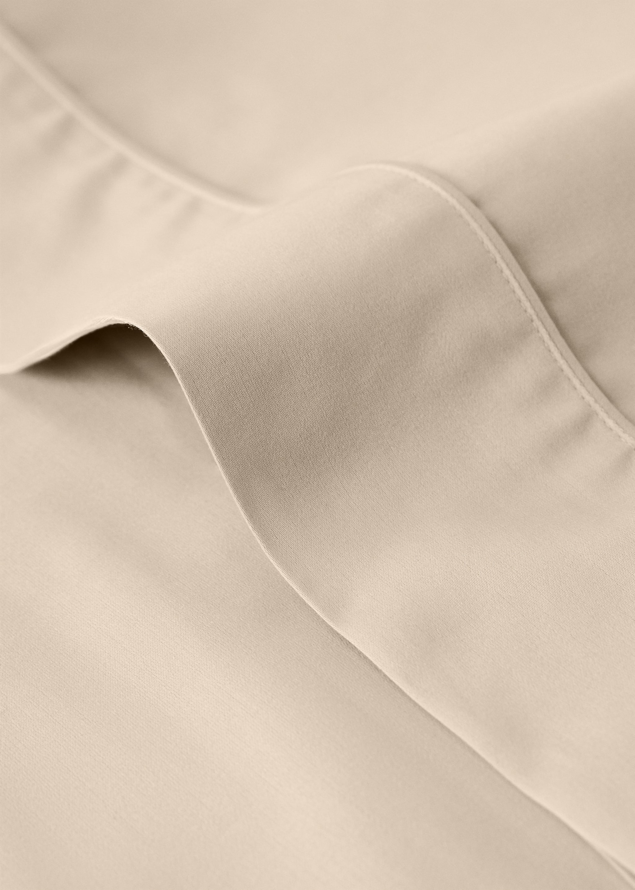 600-thread count satin cotton pillowcase 45x110 cm - Details of the article 1, Beige. Ref: 17011582-00.