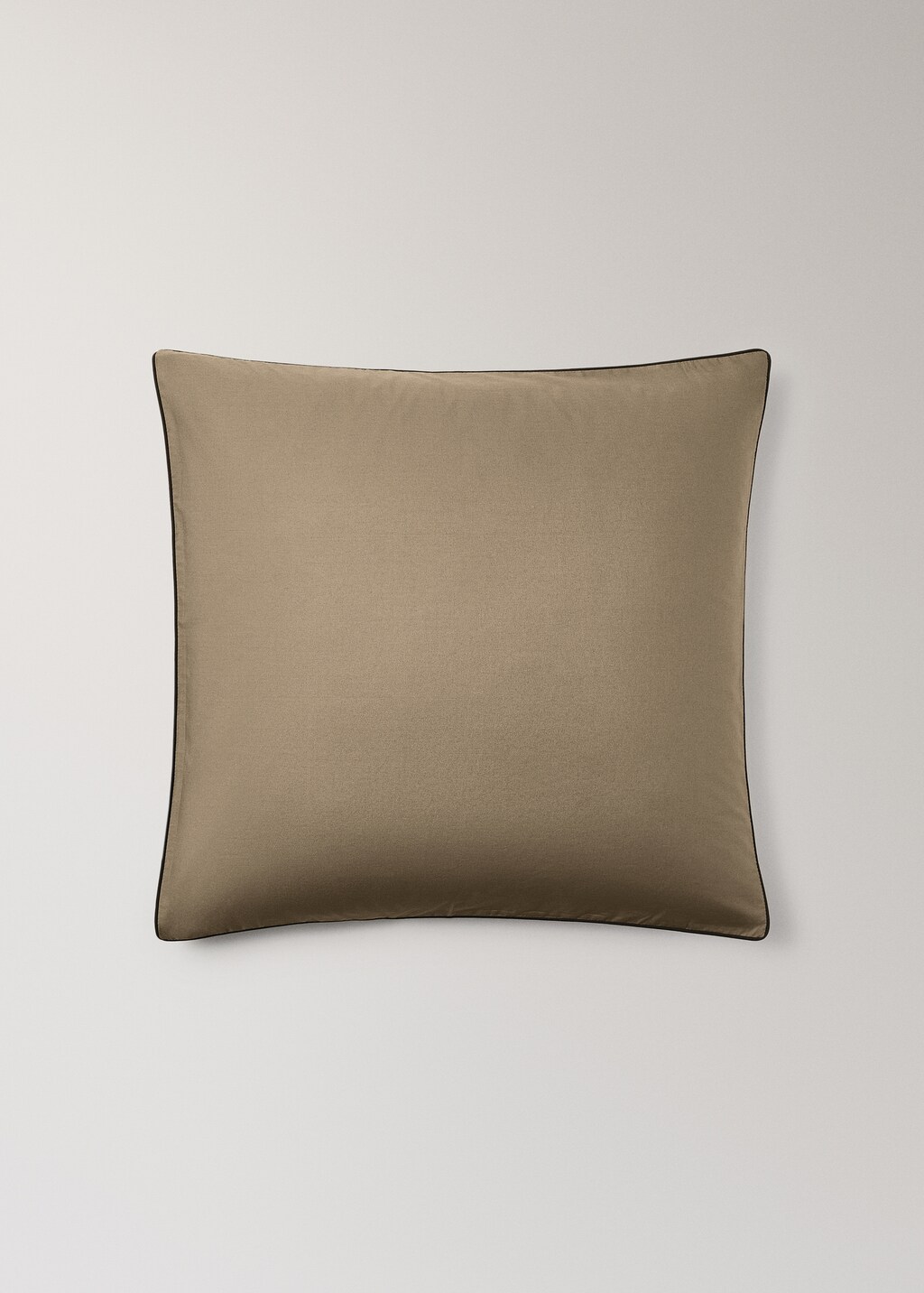 Reversible percale cotton pillowcase with contrasting piping 60x60 cm