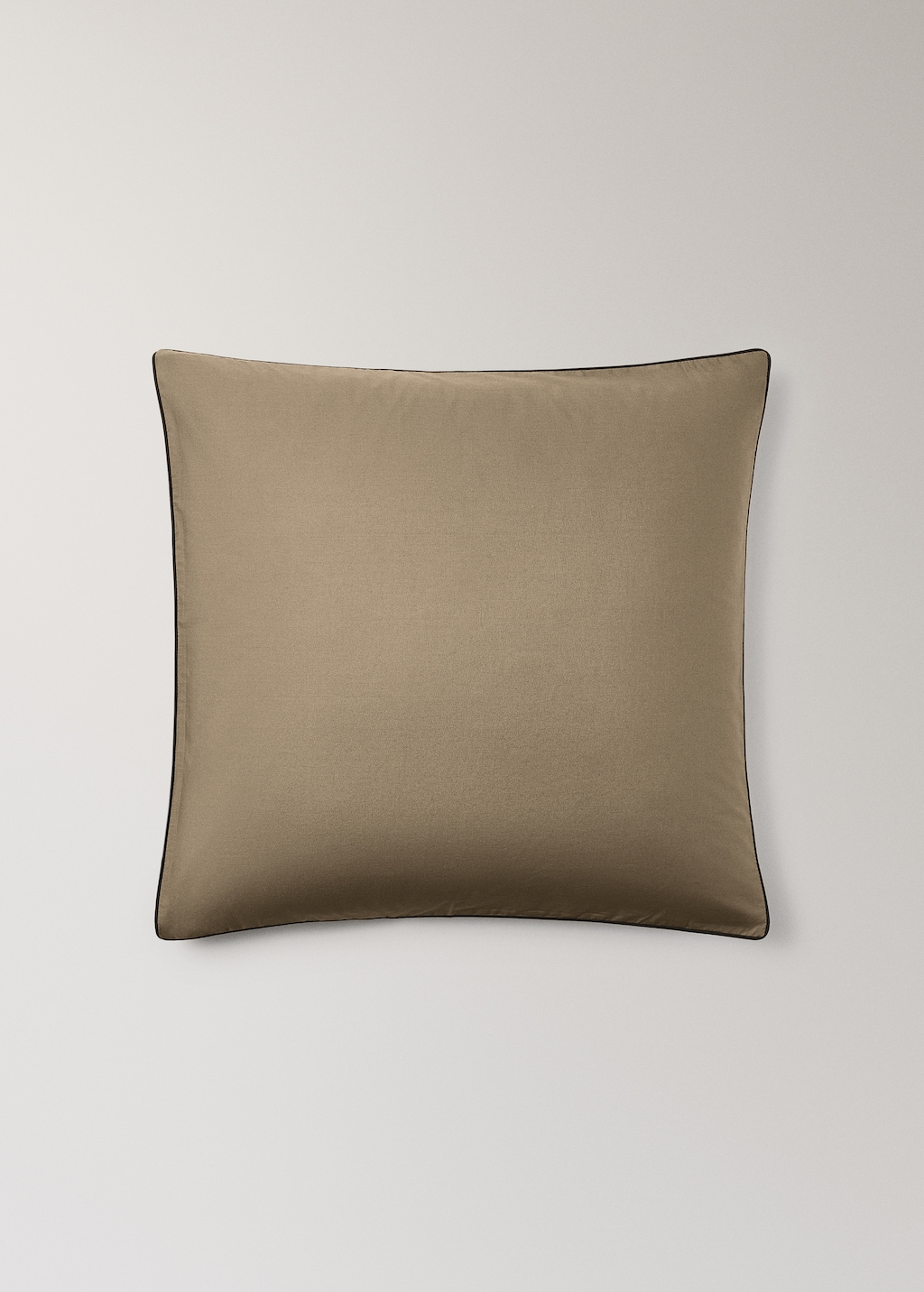 Reversible percale cotton pillowcase with contrasting piping 60x60 cm