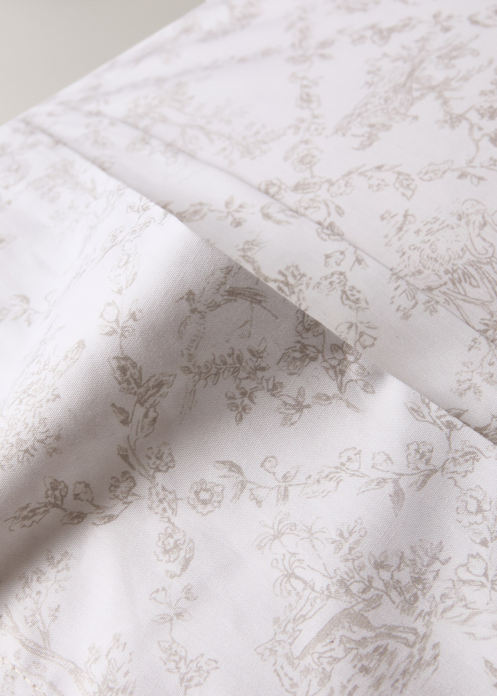 Toile de Jouy cotton percale pillowcase 45x110 cm - Details of the article 2, Medium Brown. Ref: 17011599-00.