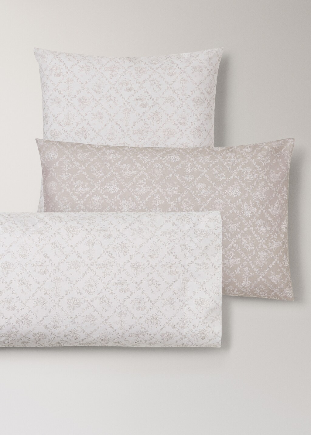 Toile de Jouy percale cotton pillowcase 45x110 cm
