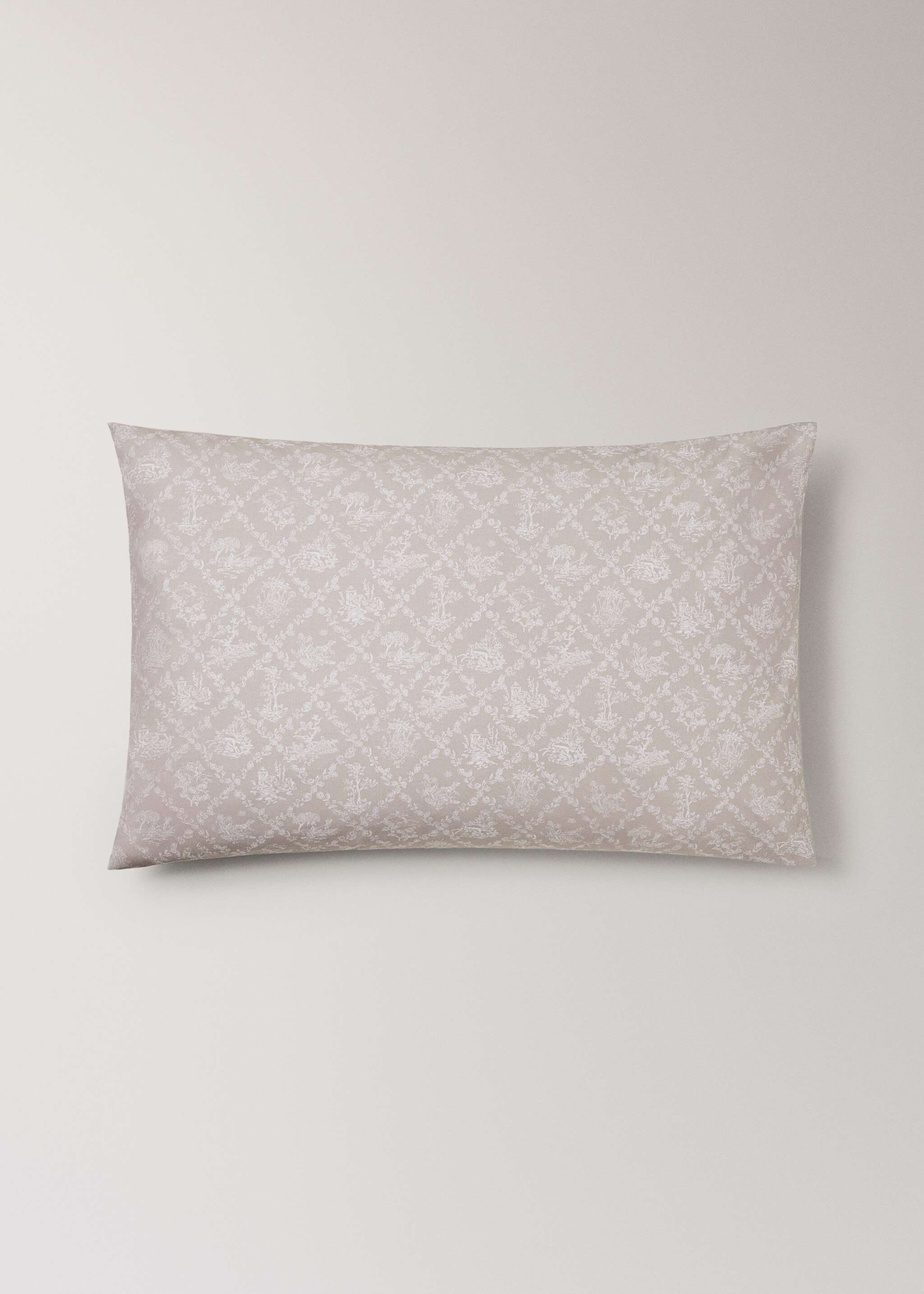 Toile de Jouy cotton percale pillowcase 50x75 cm - Article without model, Medium Brown. Ref: 17011600-00.