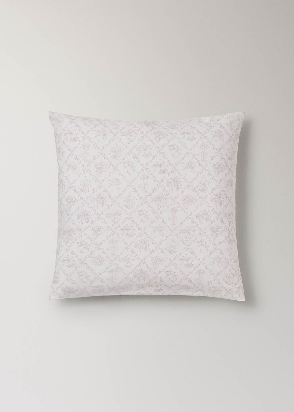 Toile de Jouy percale cotton pillowcase 60x60 cm