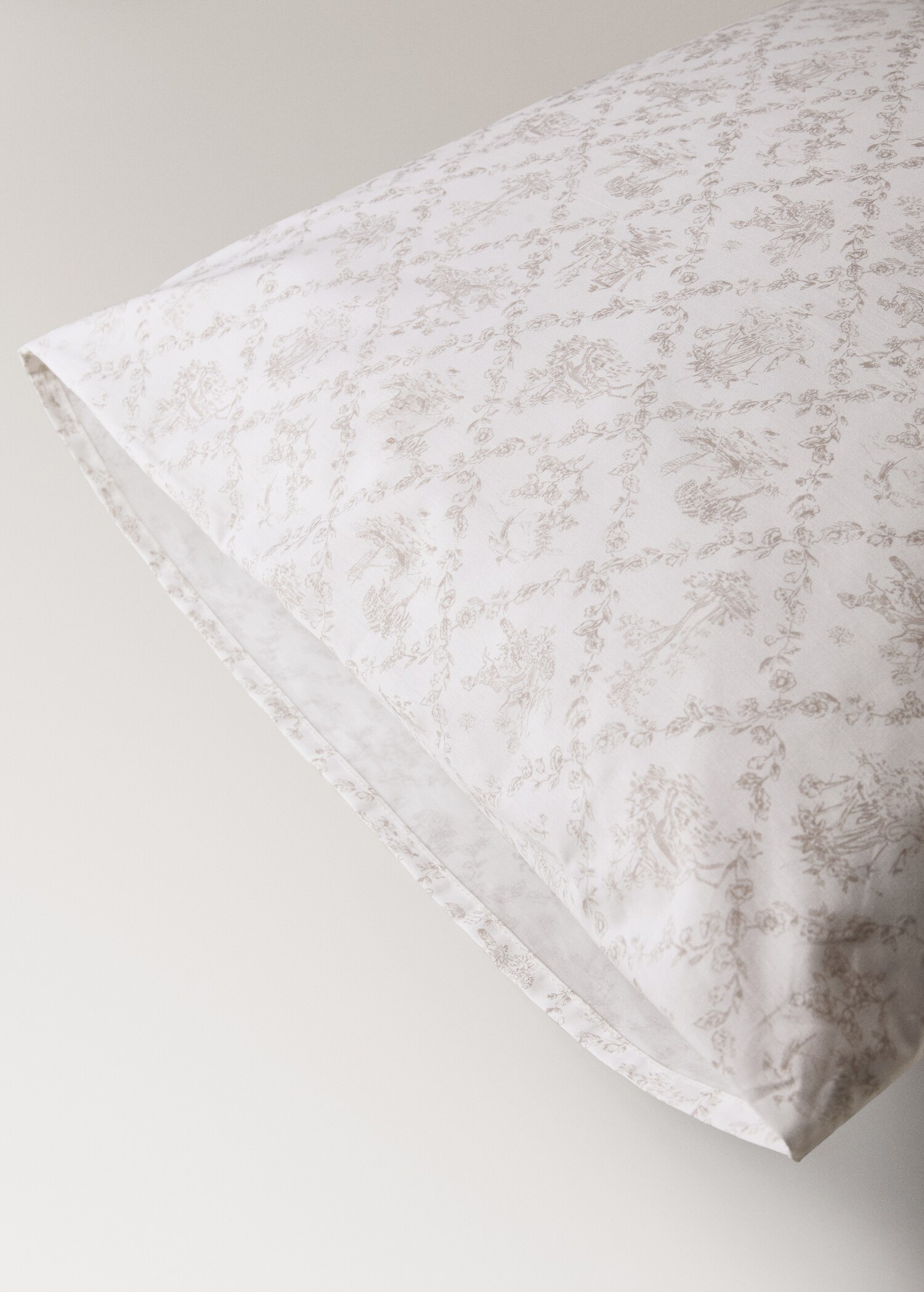 Toile de Jouy percale cotton pillow cover 60x60 cm - Details of the article 1