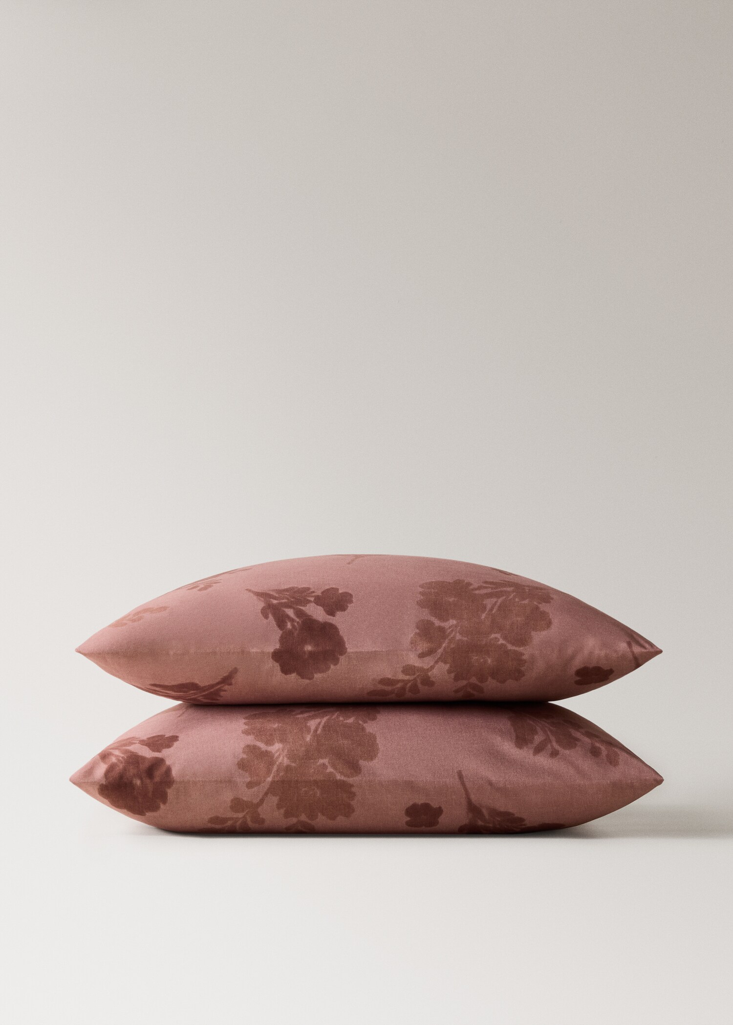 Percale cotton pillowcase 200 thread count faded flower 60x60 cm - Details of the article 1