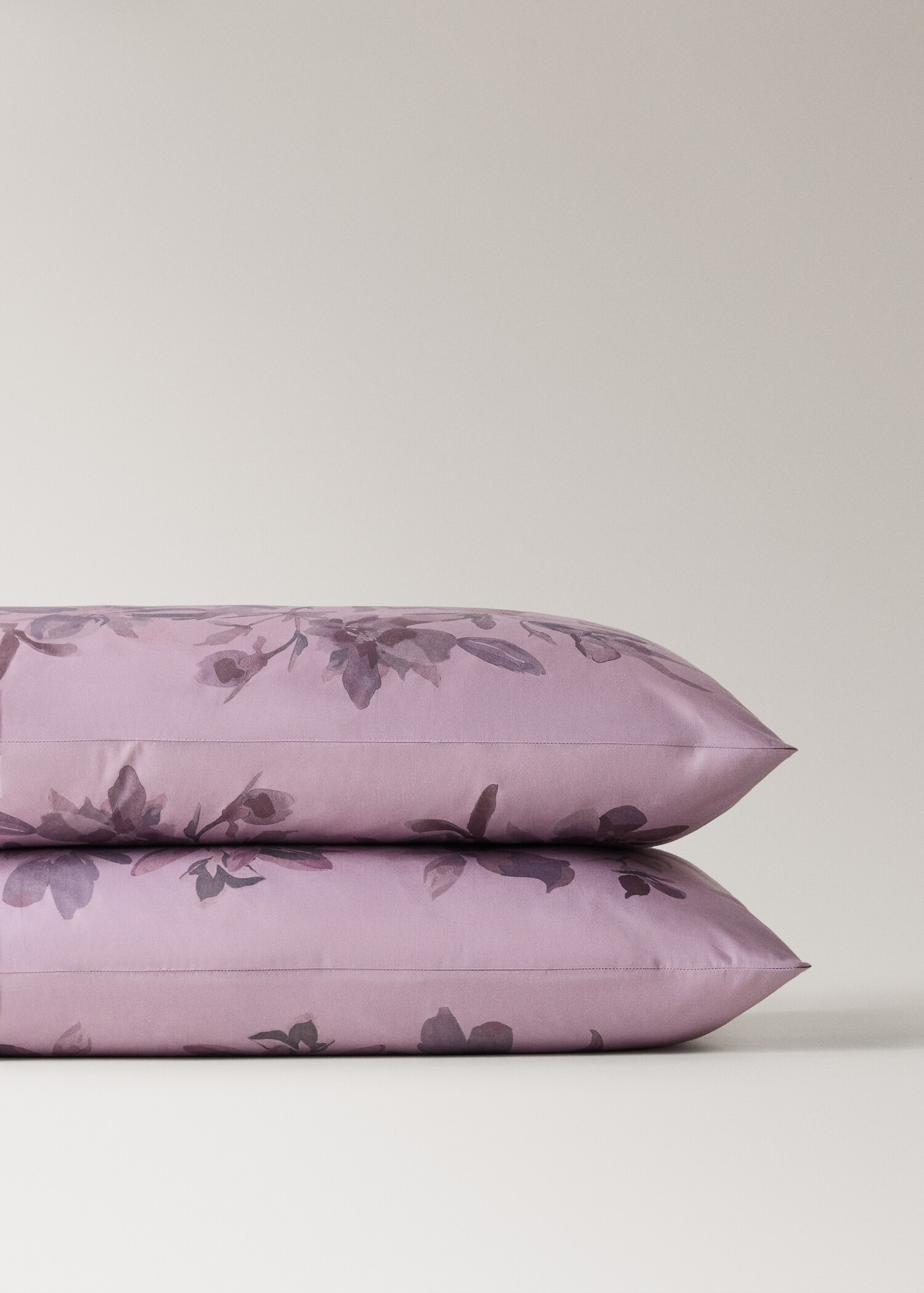 Watercolour floral print percale cotton pillowcase 50x75 cm - Details of the article 1