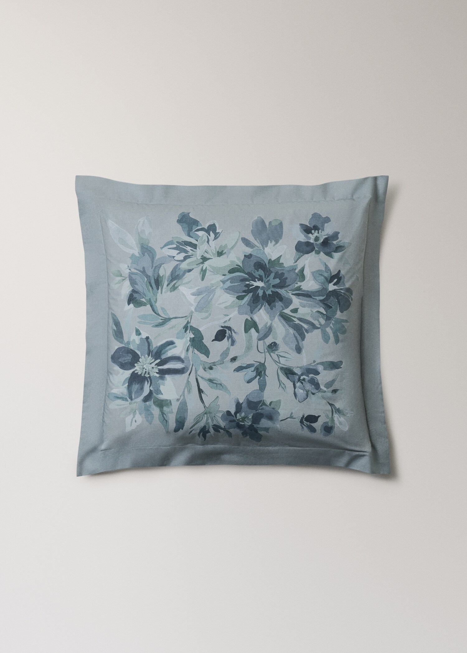 Housse de coussin en coton percale imprimé fleur aquarelle 60x60 cm - Article sans modèle