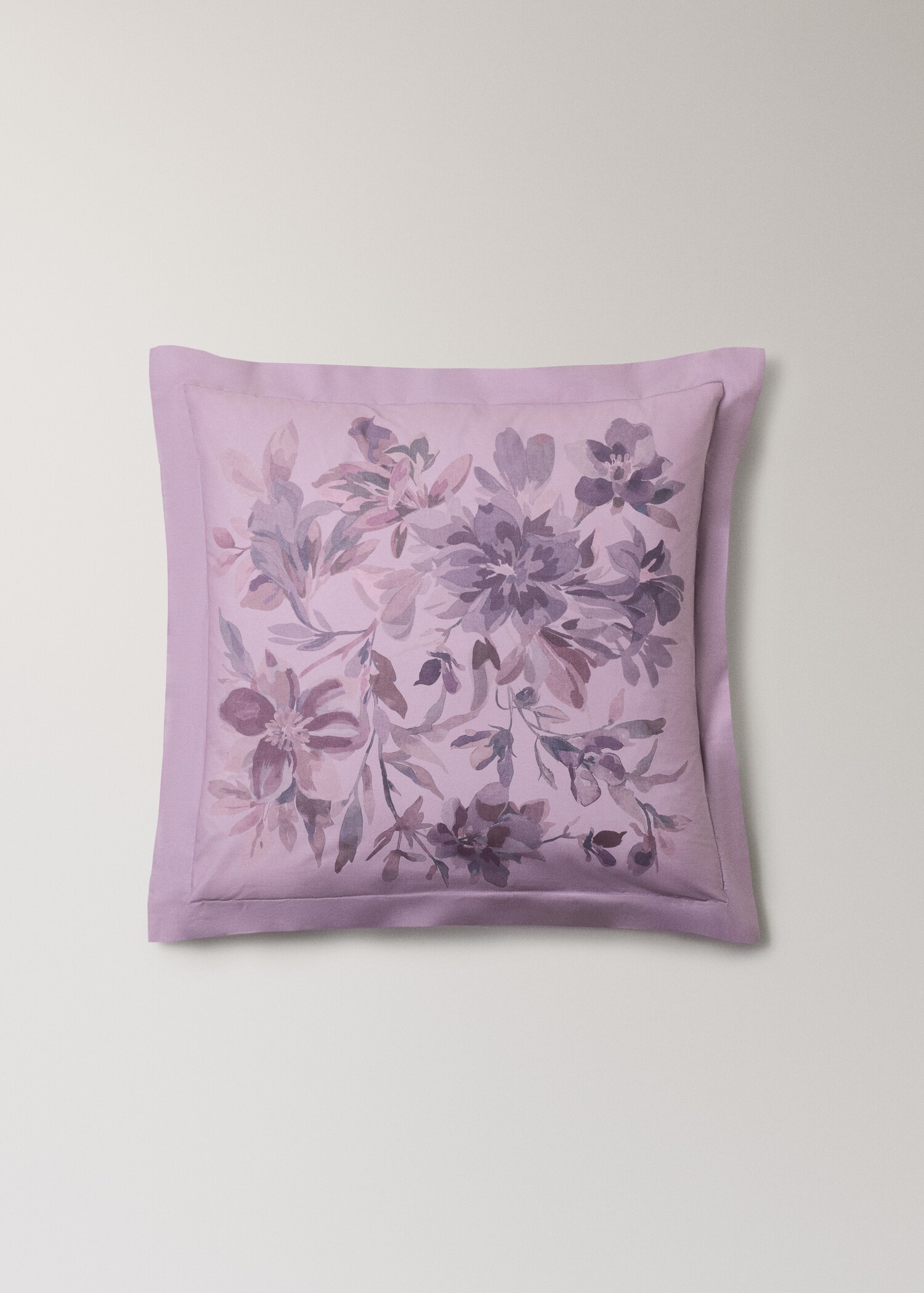 Housse de coussin en coton percale imprimé fleur aquarelle 60x60 cm - Article sans modèle