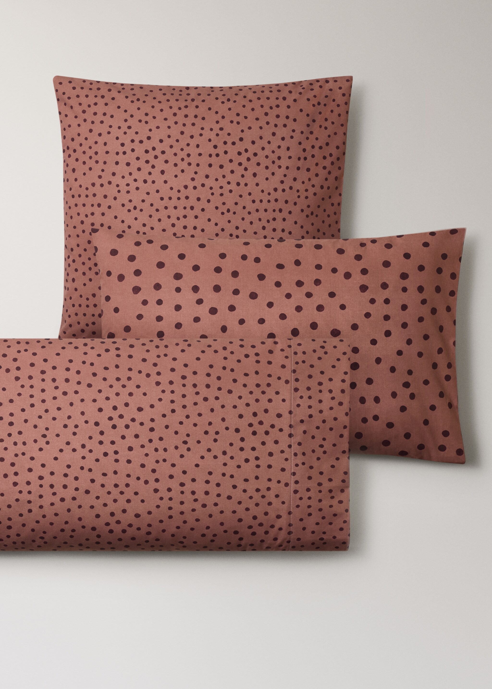 200 thread count cotton percale pillowcase with polka dot print 45x110 cm - Details of the article 3, Burnt Orange. Ref: 17011630-00.