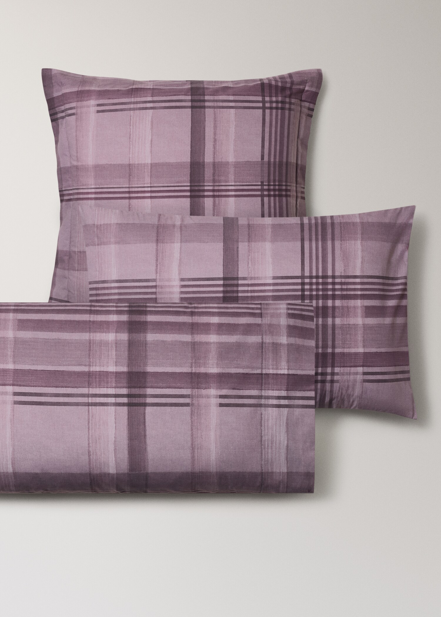Watercolour check print percale cotton pillowcase 50x75 cm - Details of the article 4