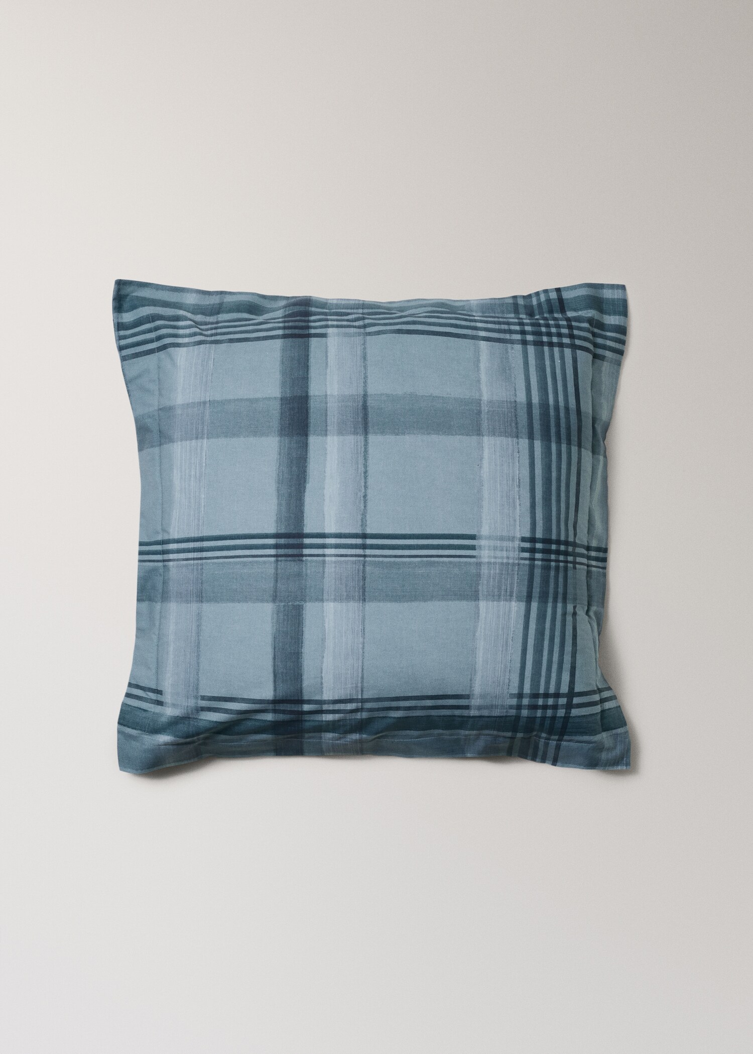 Housse de coussin en coton percale imprimé à carreaux aquarelle 60x60 cm - Article sans modèle