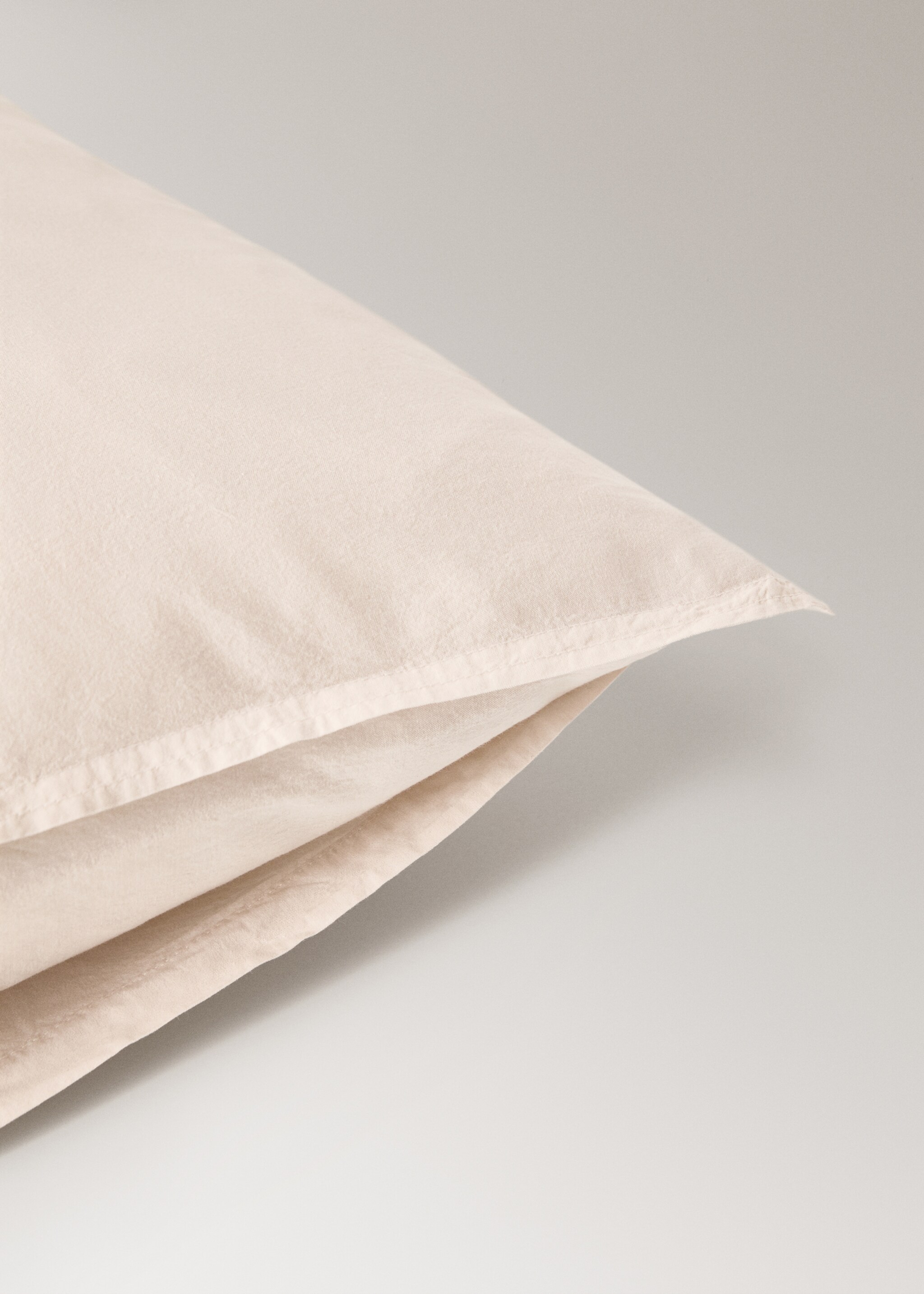 Children's washed cotton double-stitched pillowcase 50x75 cm - Details of the article 2, Ecru. Ref: 17011639-00.