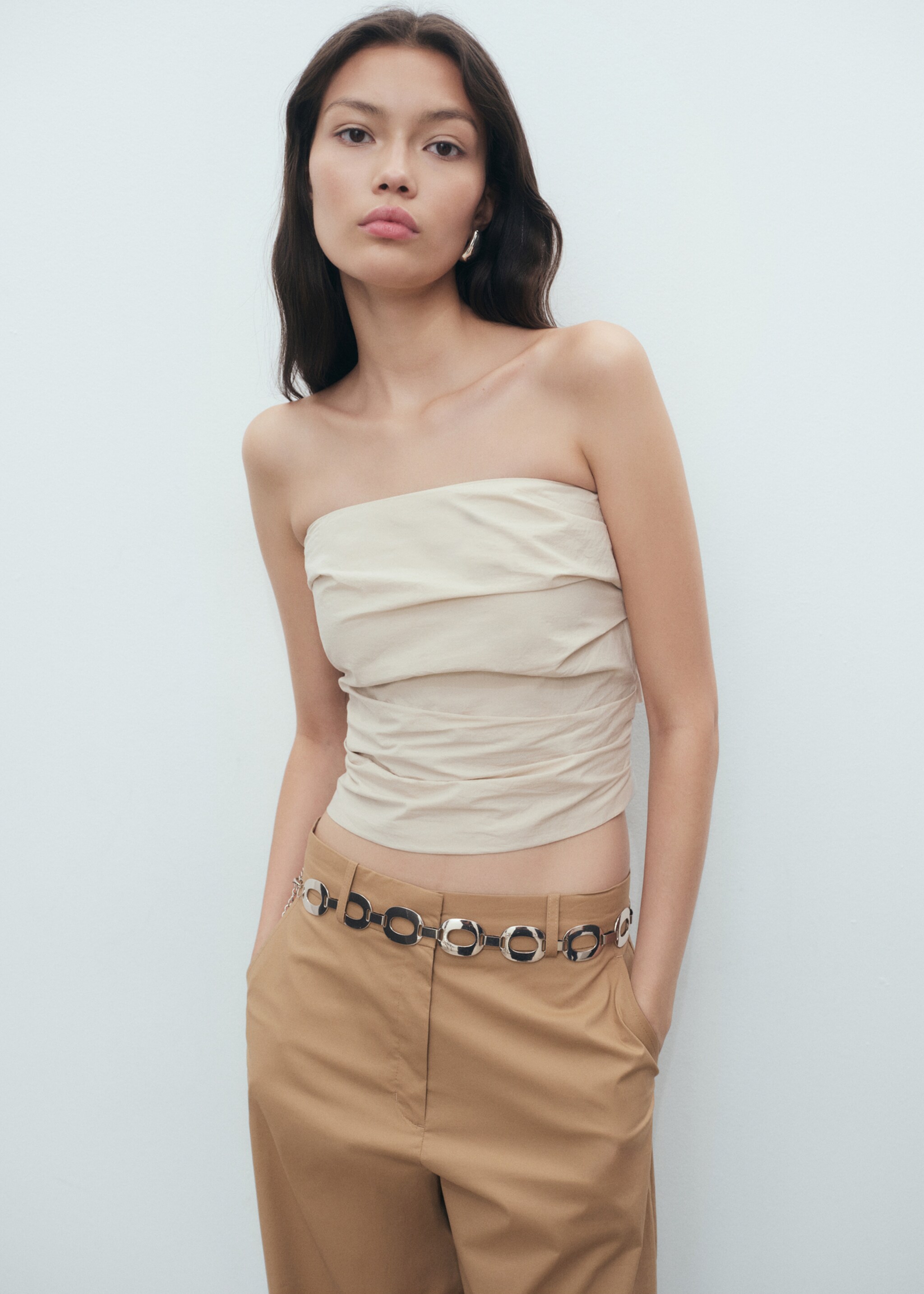 Mid-rise wide leg cotton pants - Details of the article 1