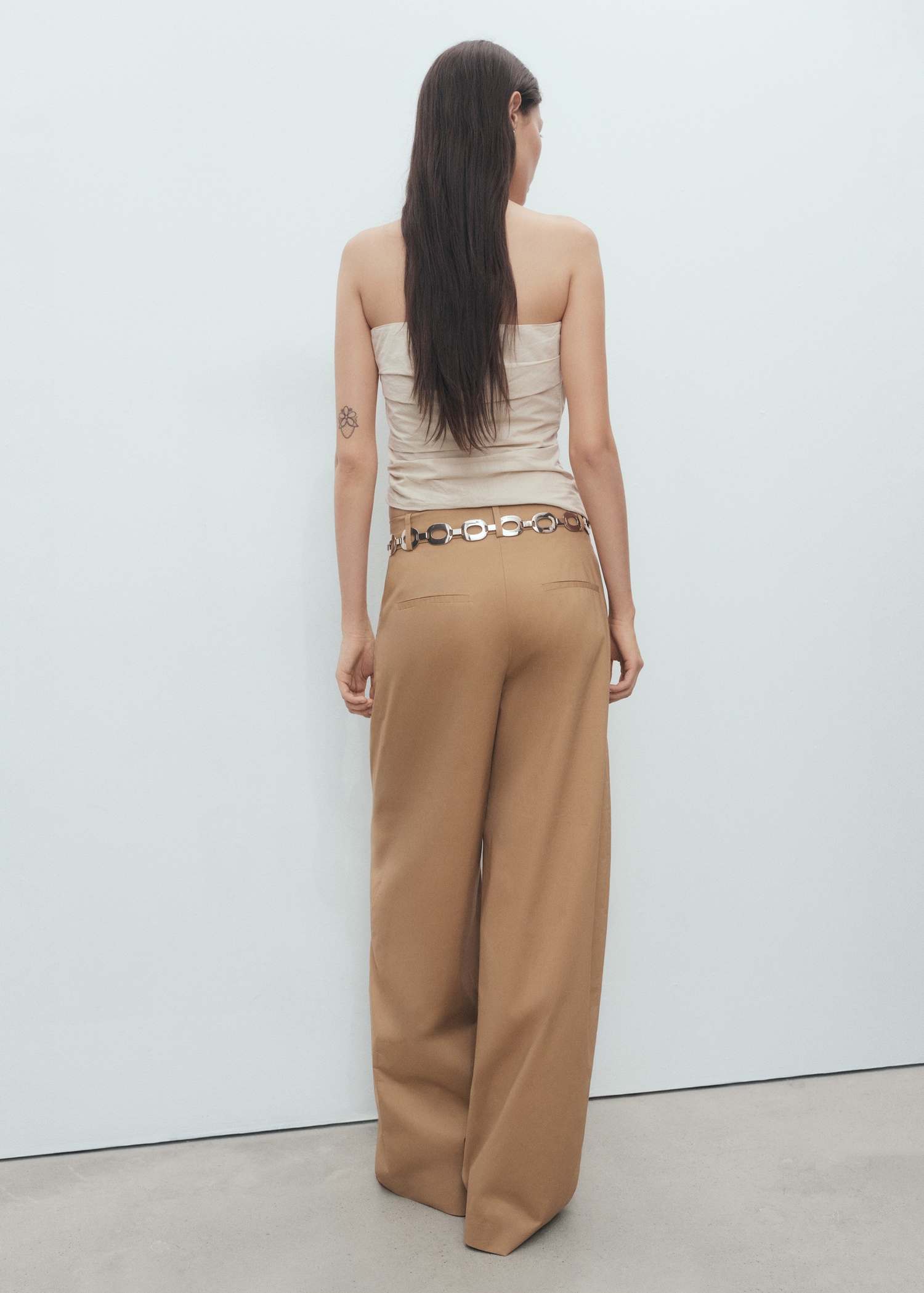 Pantaloni in cotone wideleg a vita media - Retro dell'articolo