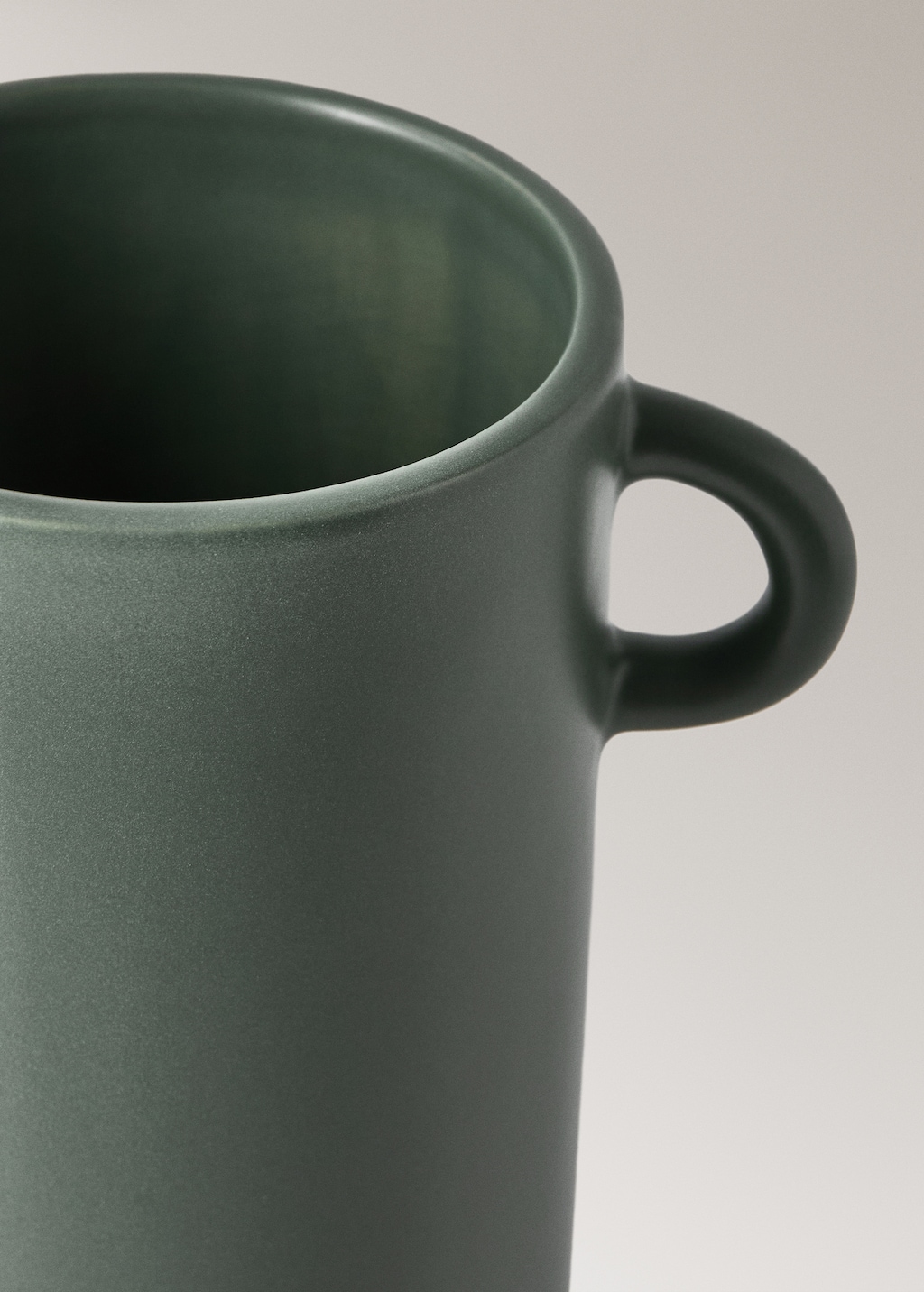 Cylindrical earthenware jug with handles