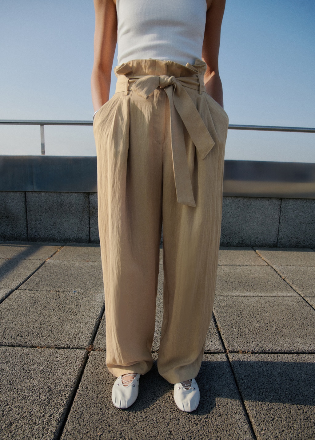 Lyocell paperbag trousers