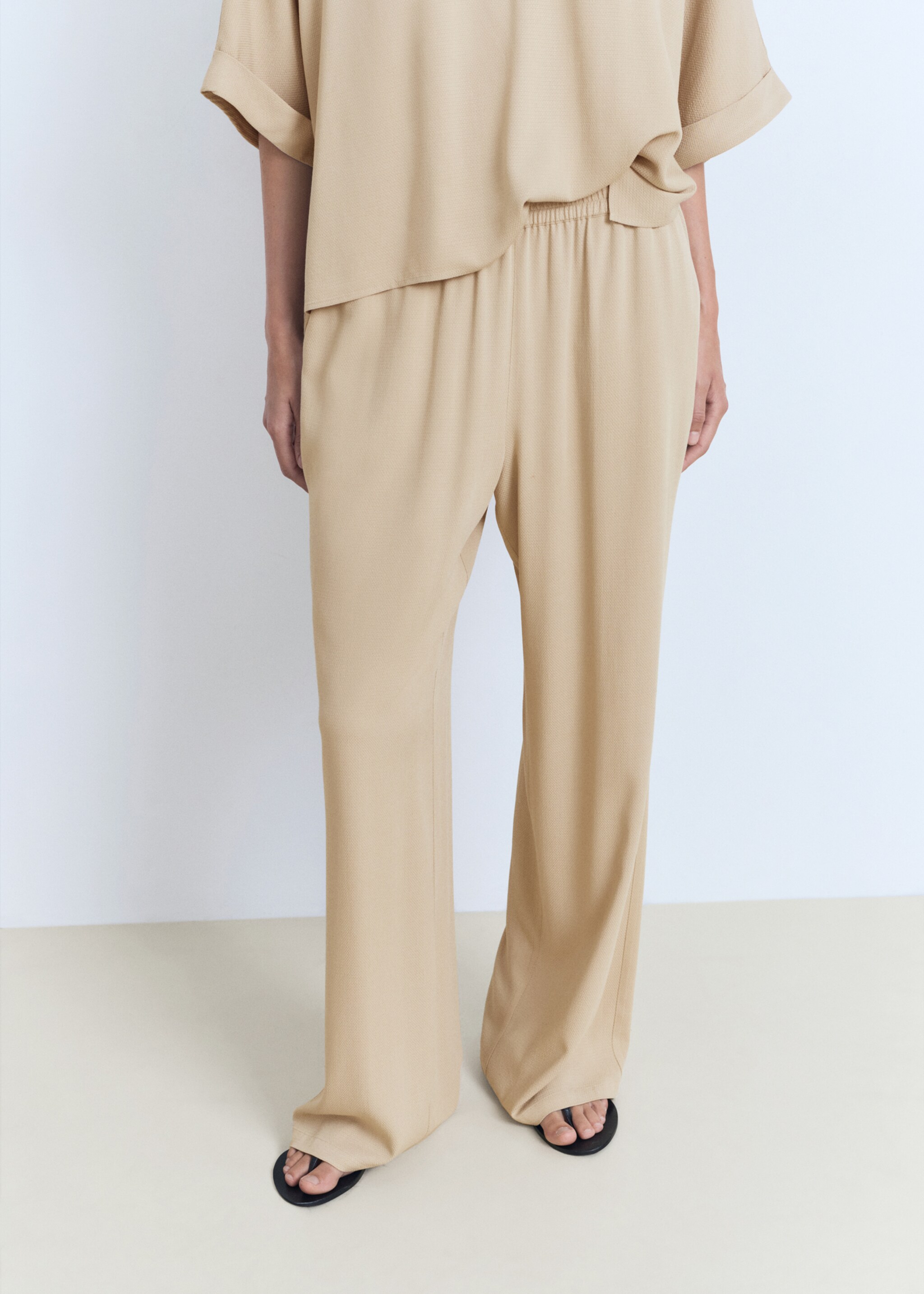Pantalon droit taille élastique - Plan moyen