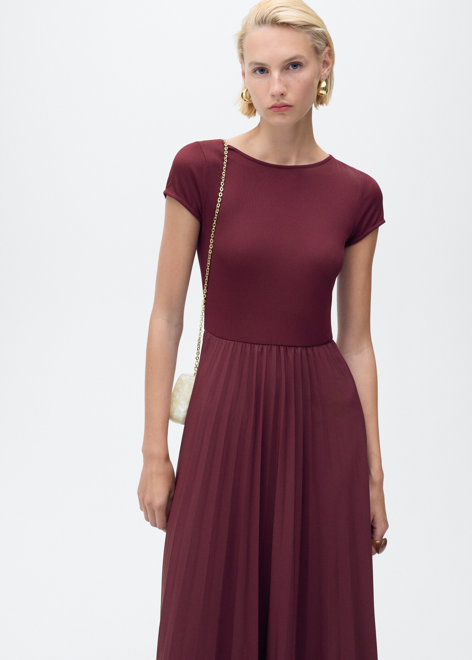 Pleated combined dress - Medium plane