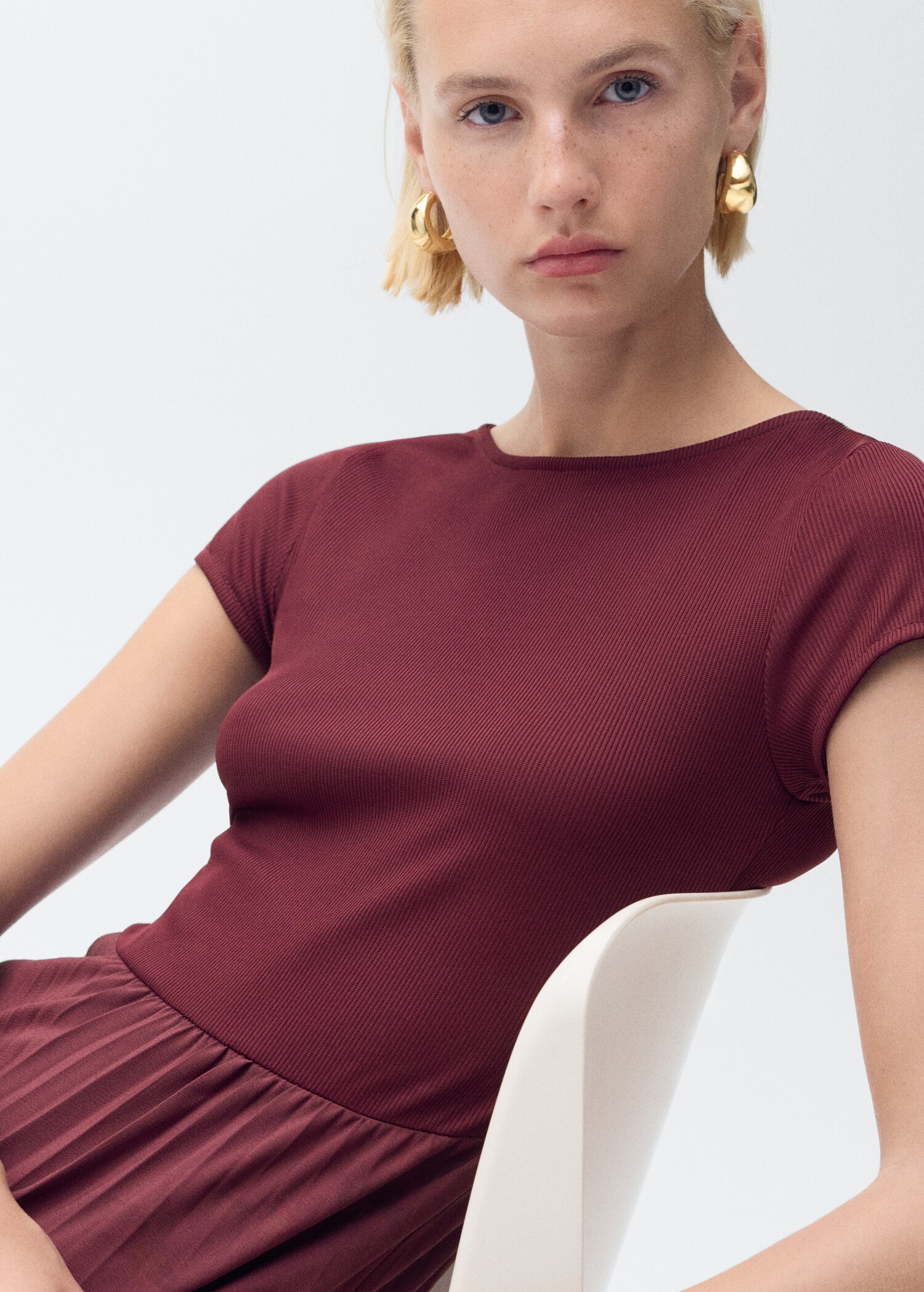 Pleated combined dress - Details of the article 1