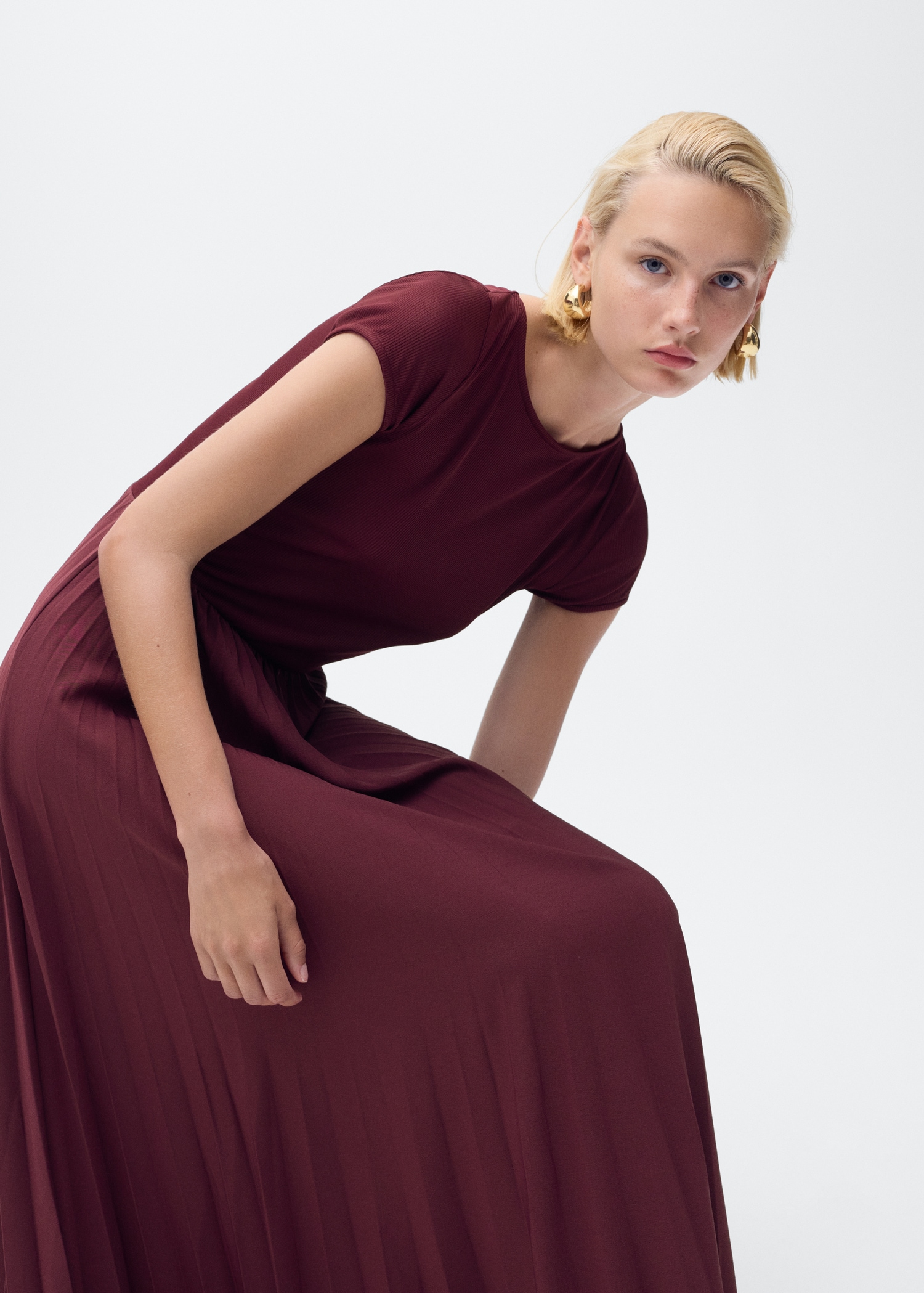 Vestito plissettato combinato - Main Image