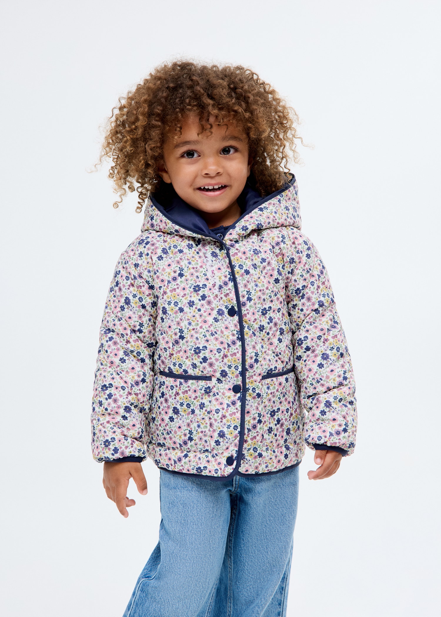 Anorak acolchado estampado floral - Plano medio