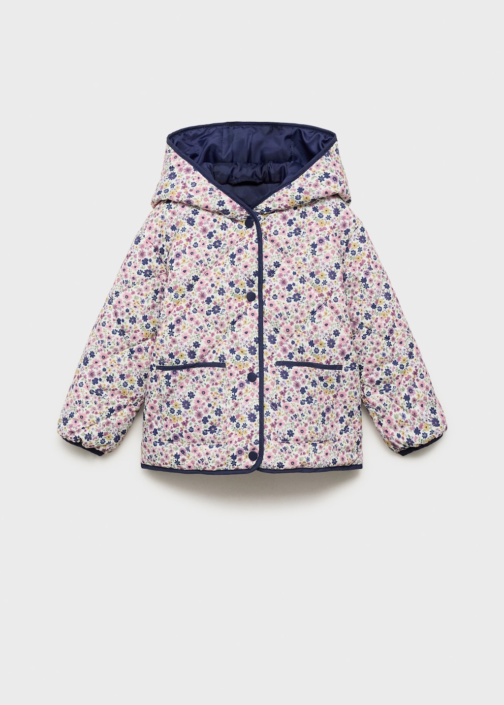 Flowers print quilted anorak