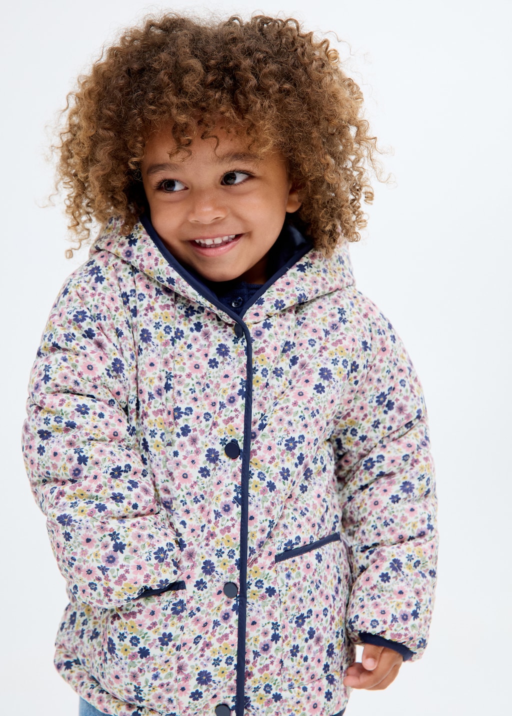 Flowers print quilted anorak