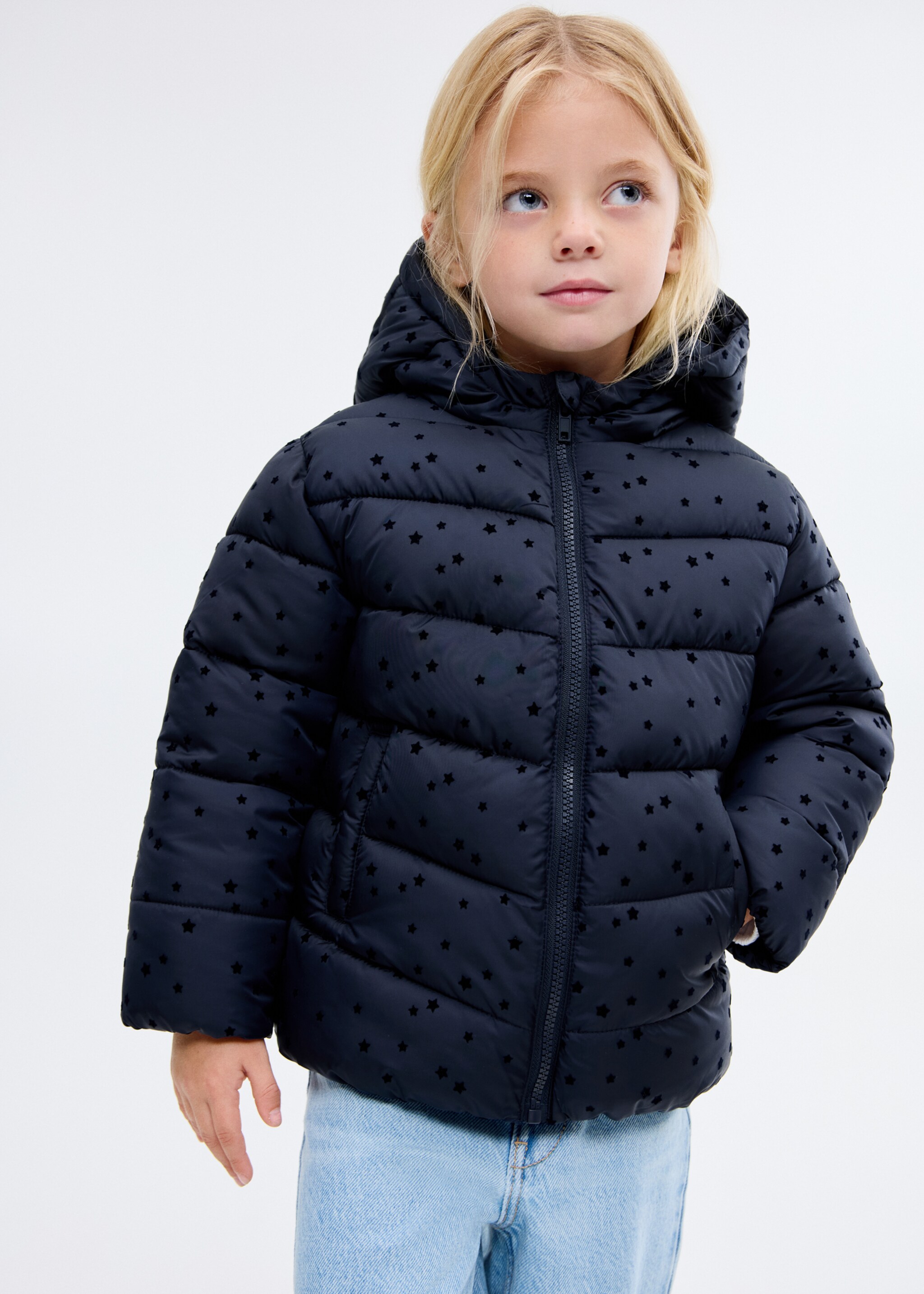 Stars puffer jacket - Medium plane, Navy. Ref: 17012900-00.