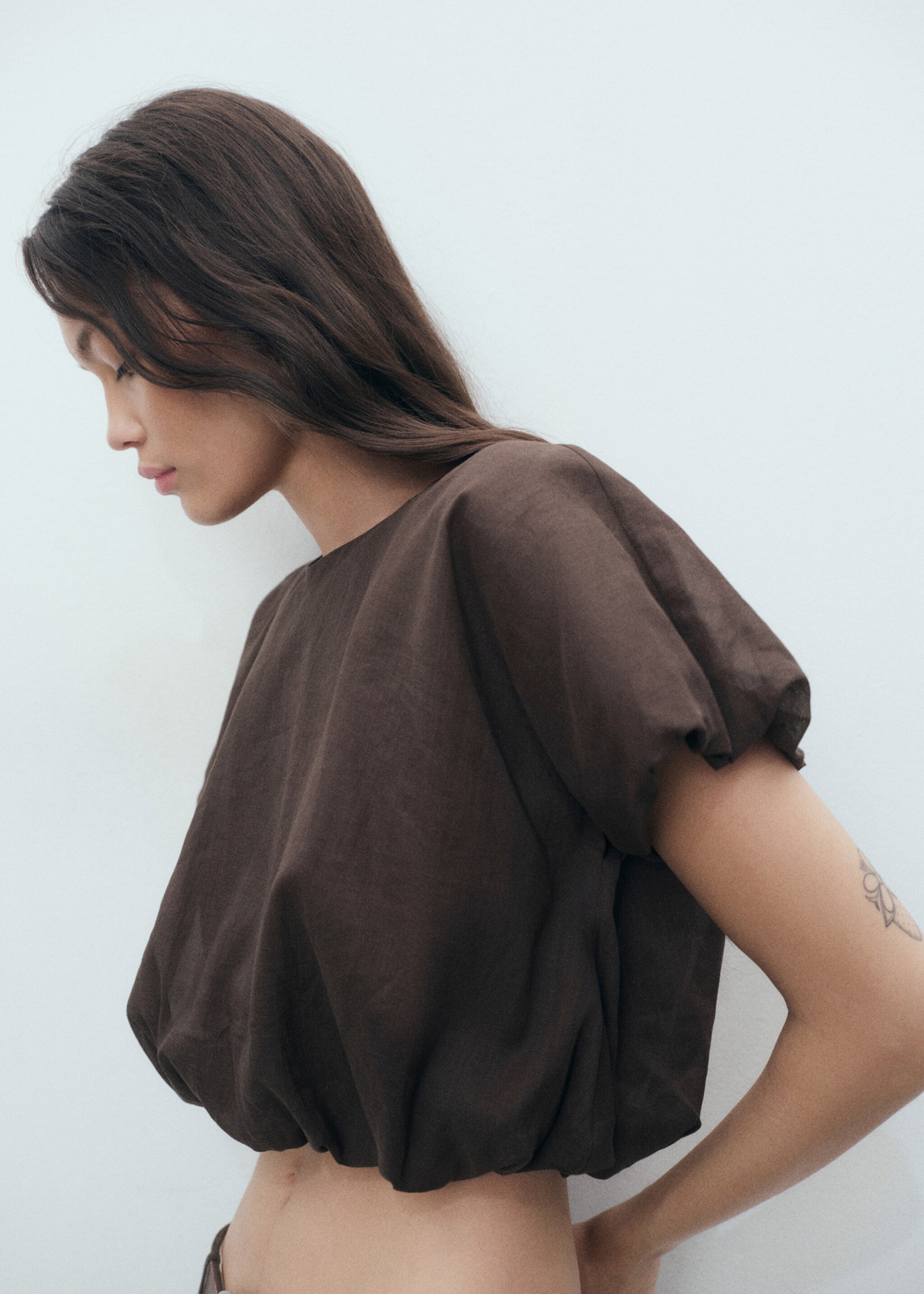 Blouse en ramie crop globe - Détail de l'article 6