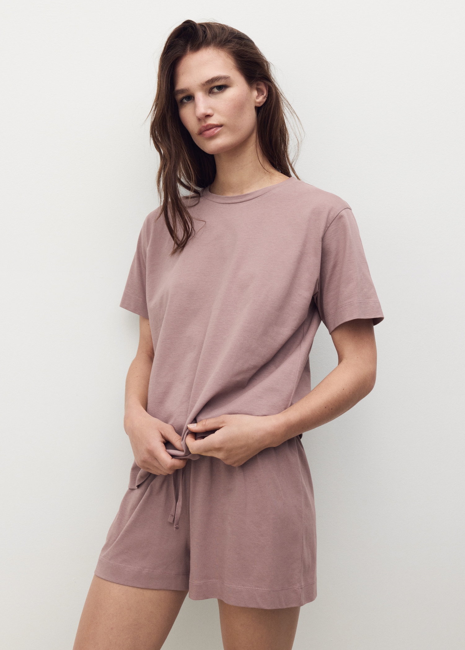 Cotton two-piece short-sleeved pyjamas Women MANGO Indonesia