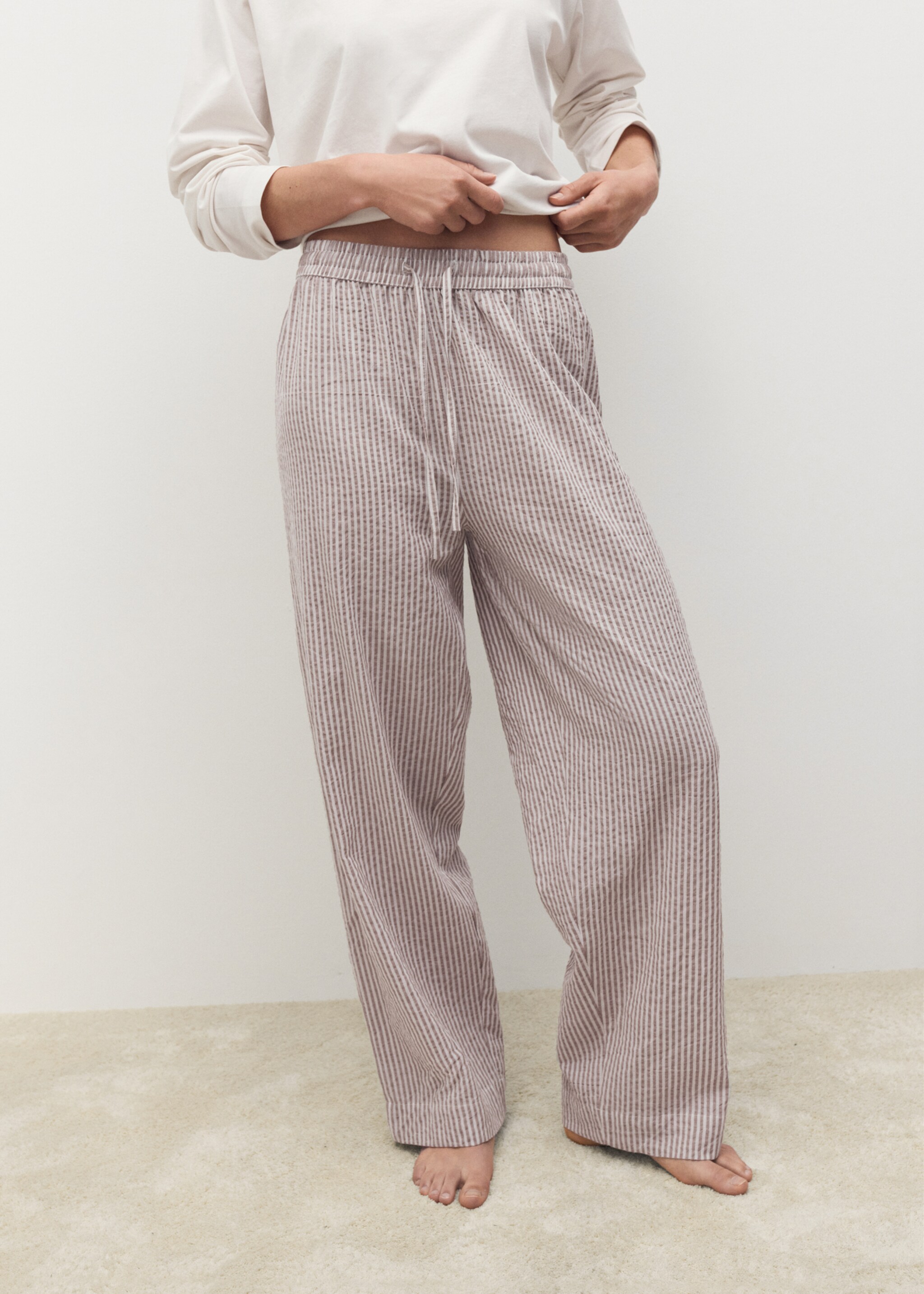 Seersucker striped two-piece pajamas - Medium plane