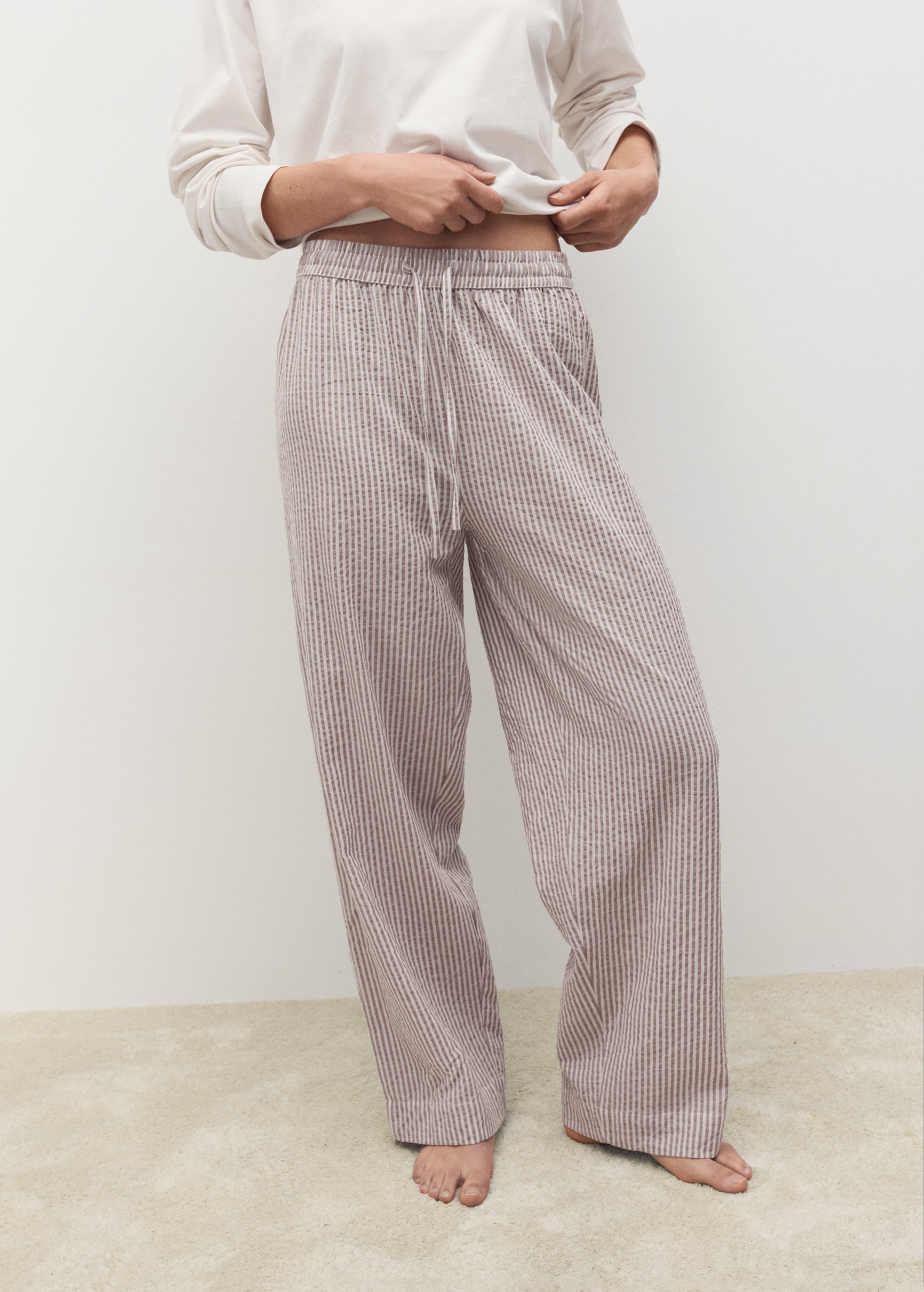 Seersucker striped two-piece pajamas - Medium plane