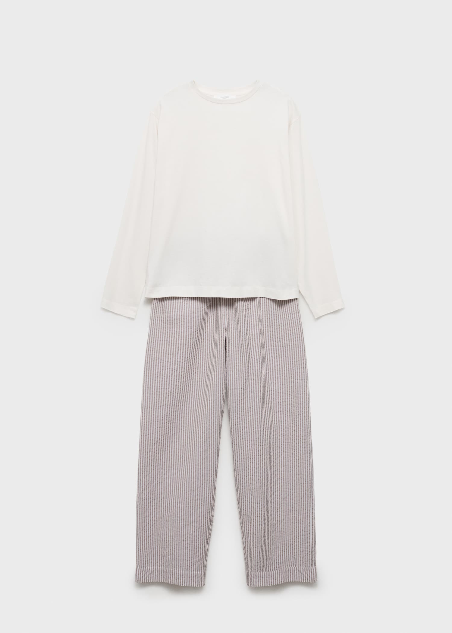Seersucker striped two-piece pajamas - Article without model
