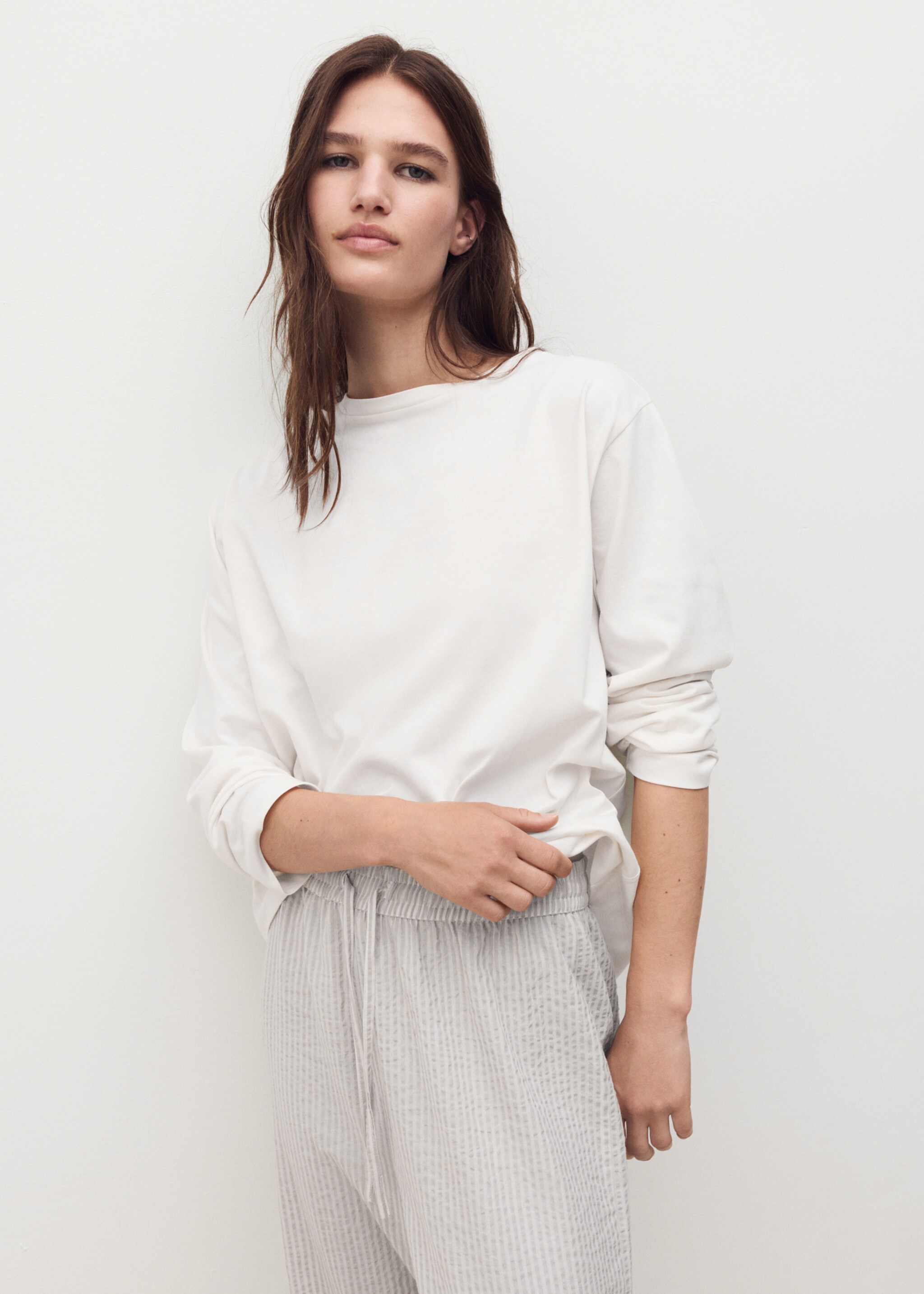 Seersucker striped two-piece pajamas - Medium plane