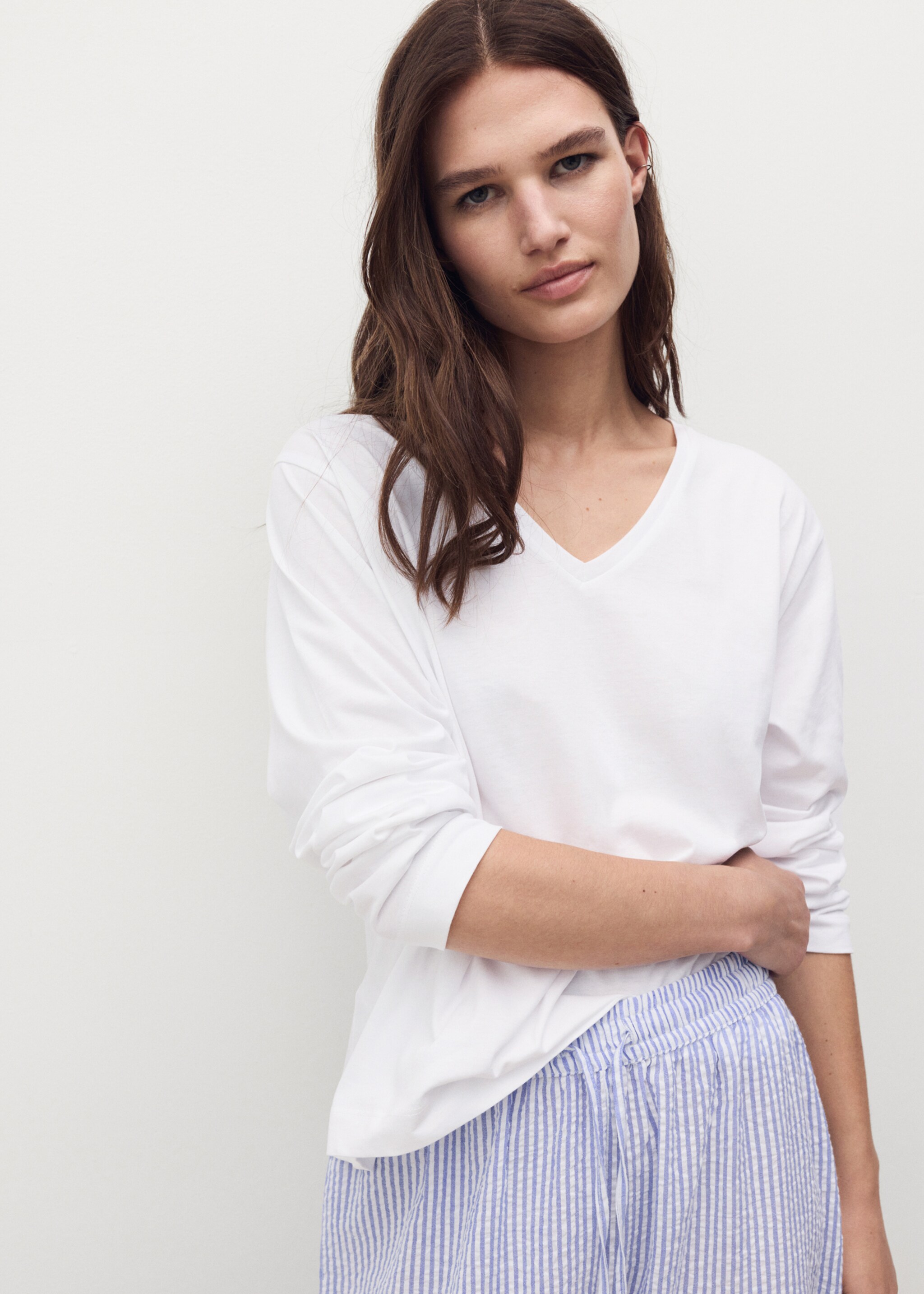 Seersucker striped two-piece pajamas - Medium plane