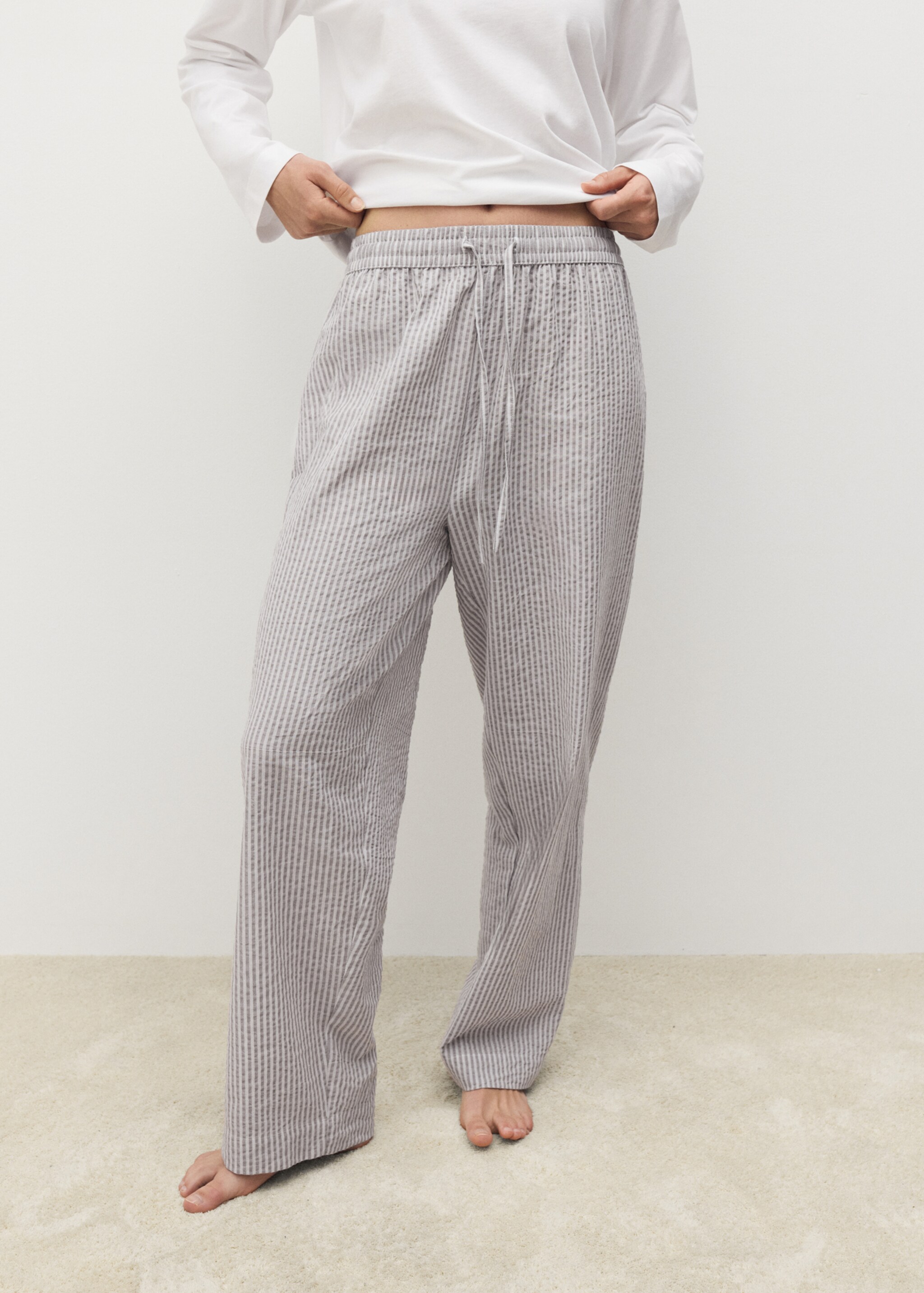Seersucker striped two-piece pajamas - Medium plane