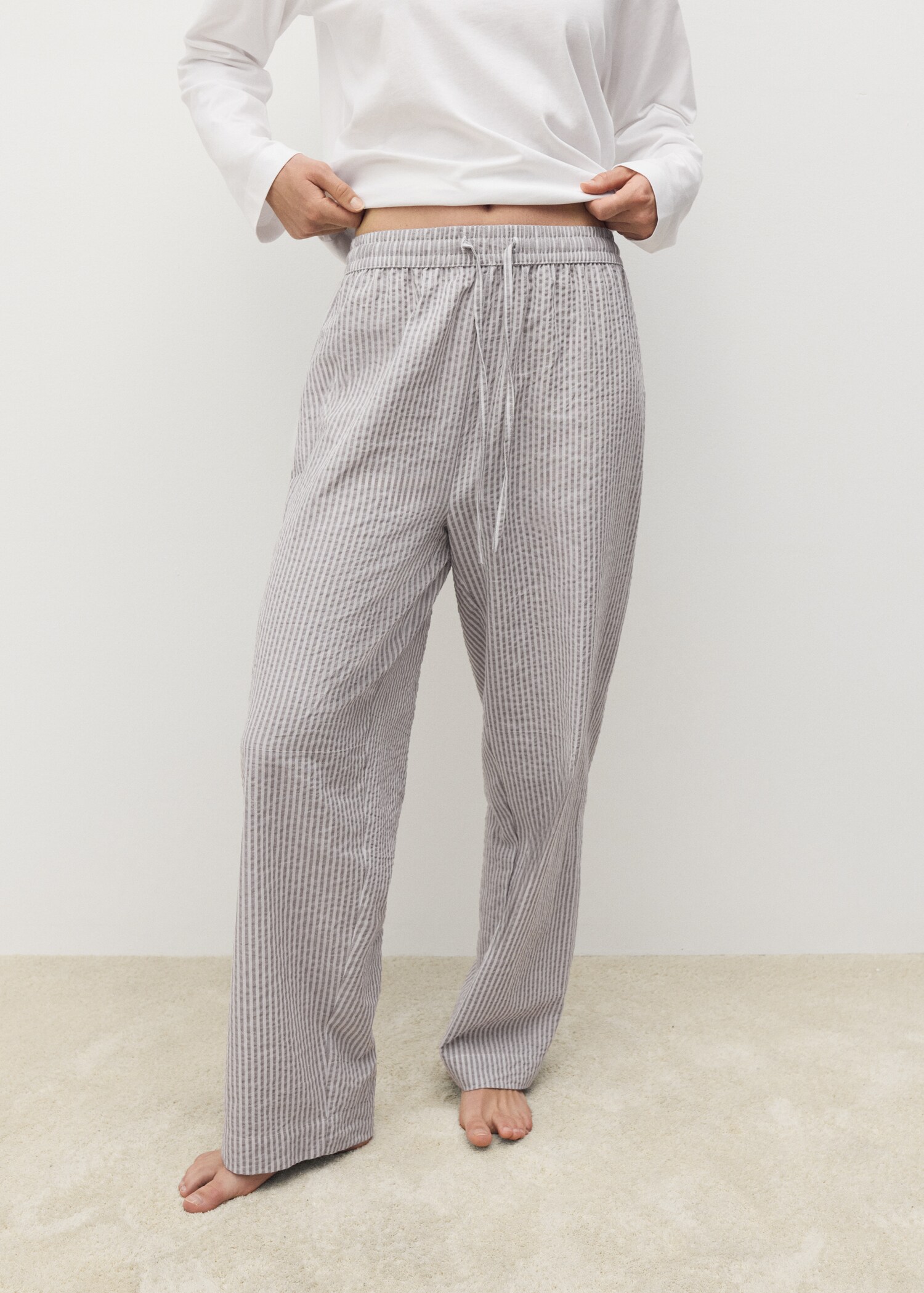 Seersucker striped two-piece pajamas - Medium plane