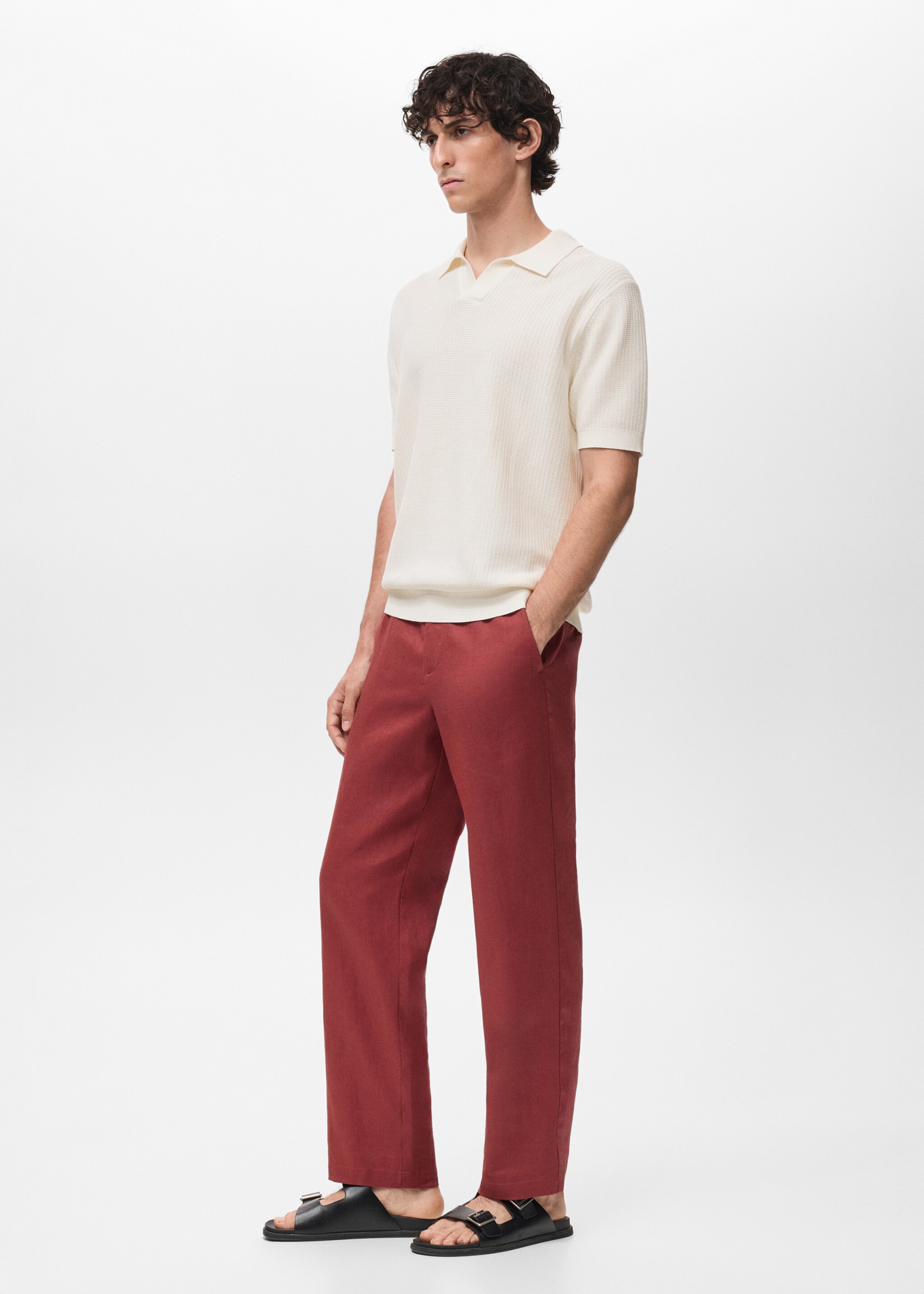 Crochet cotton polo shirt - Details of the article 2